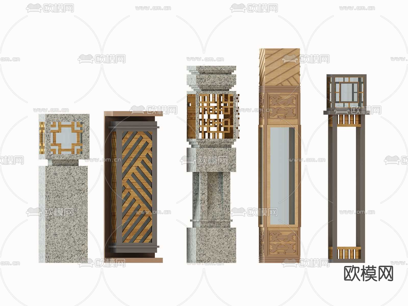 中式庭院灯石灯草坪灯3d模型下载