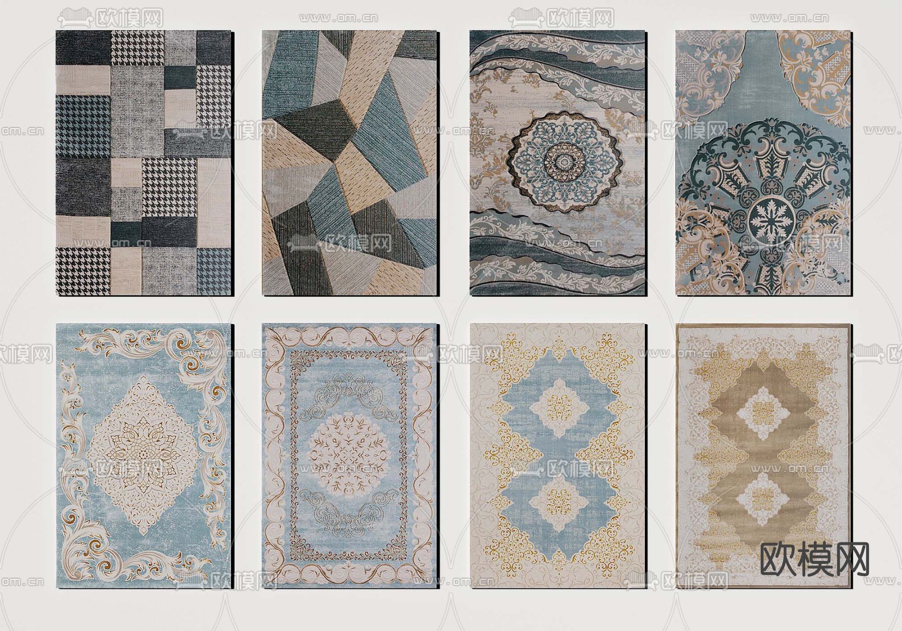 欧式布艺地毯3d模型下载