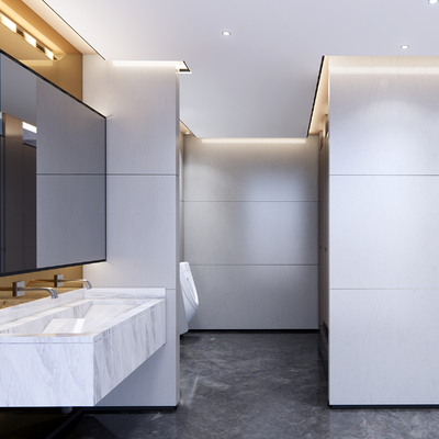  现代公用卫生间su模型 