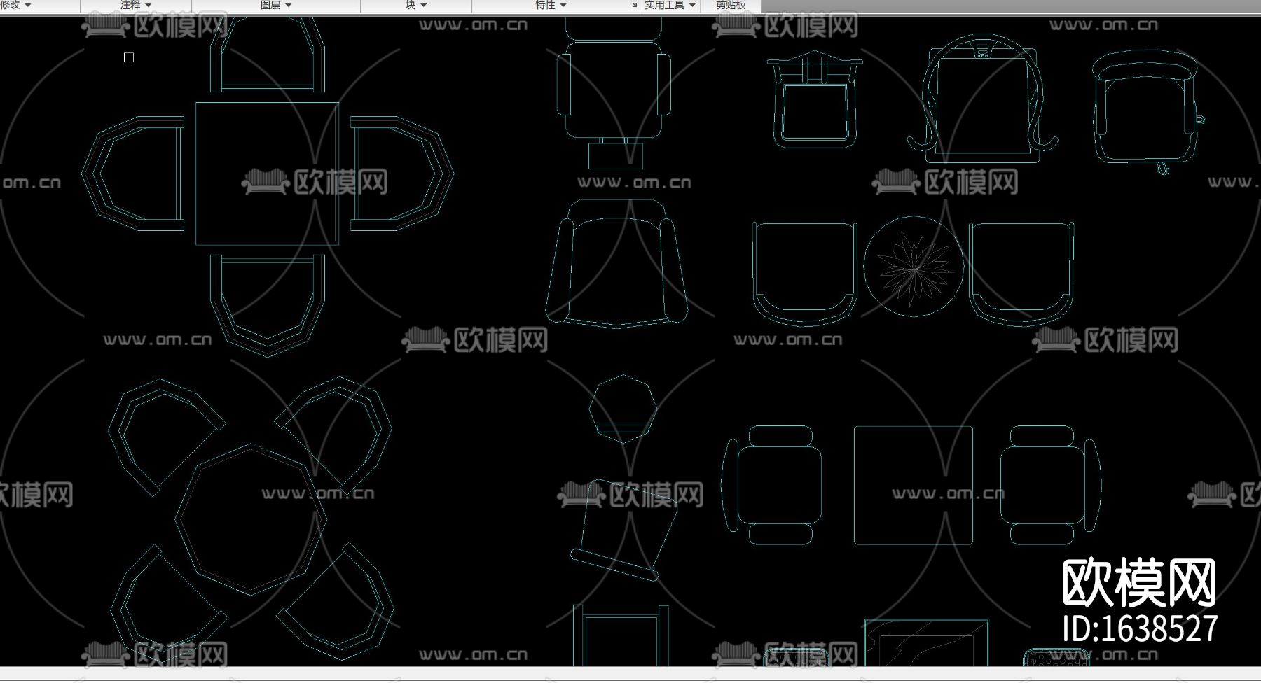 多种款式休闲桌椅平面立面图库合集下载（渲染图4）