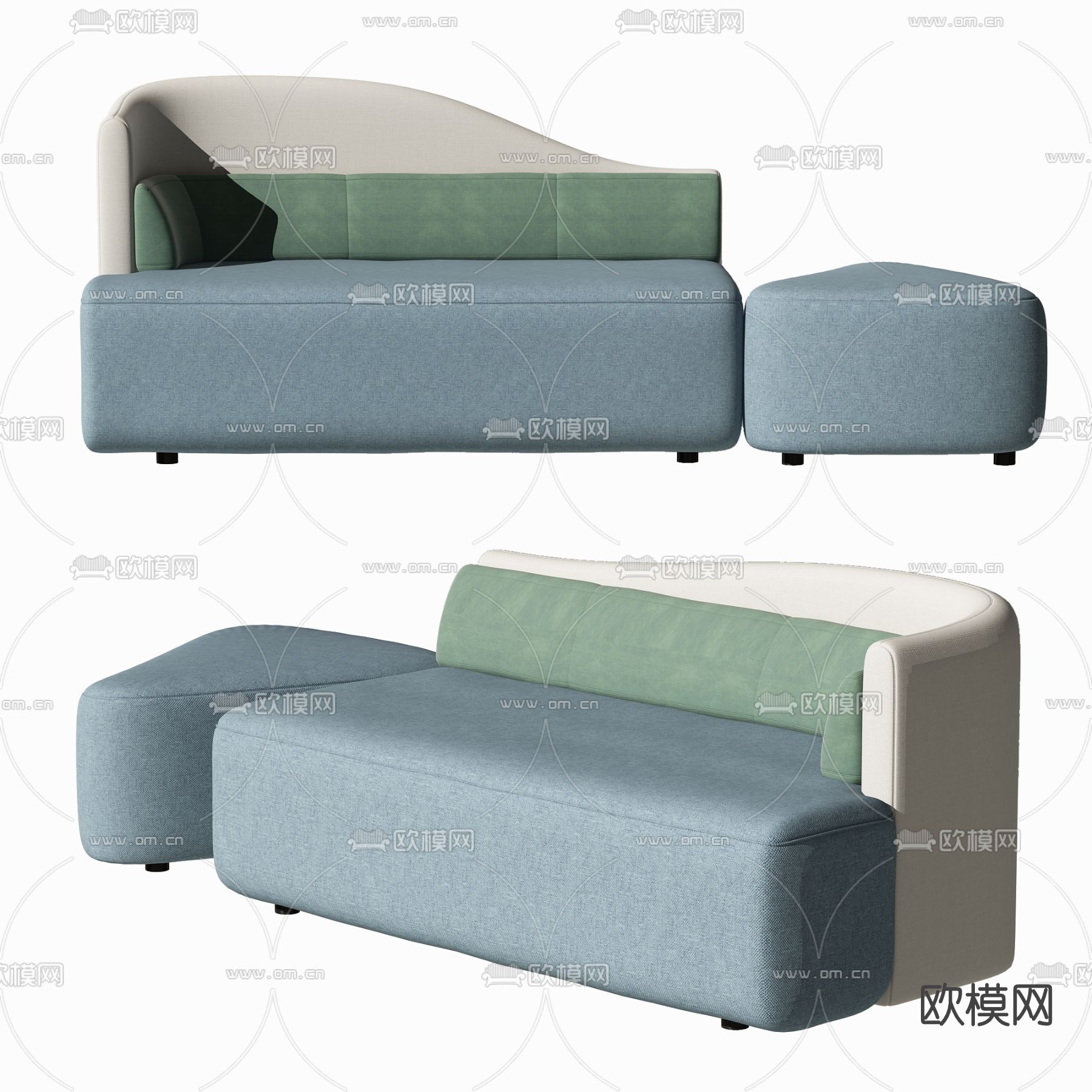 现代布艺贵妃椅3d模型下载