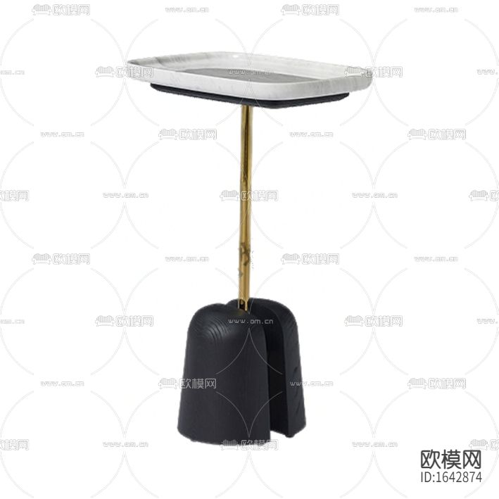 现代轻奢黑色实木不锈钢大理石边几下载