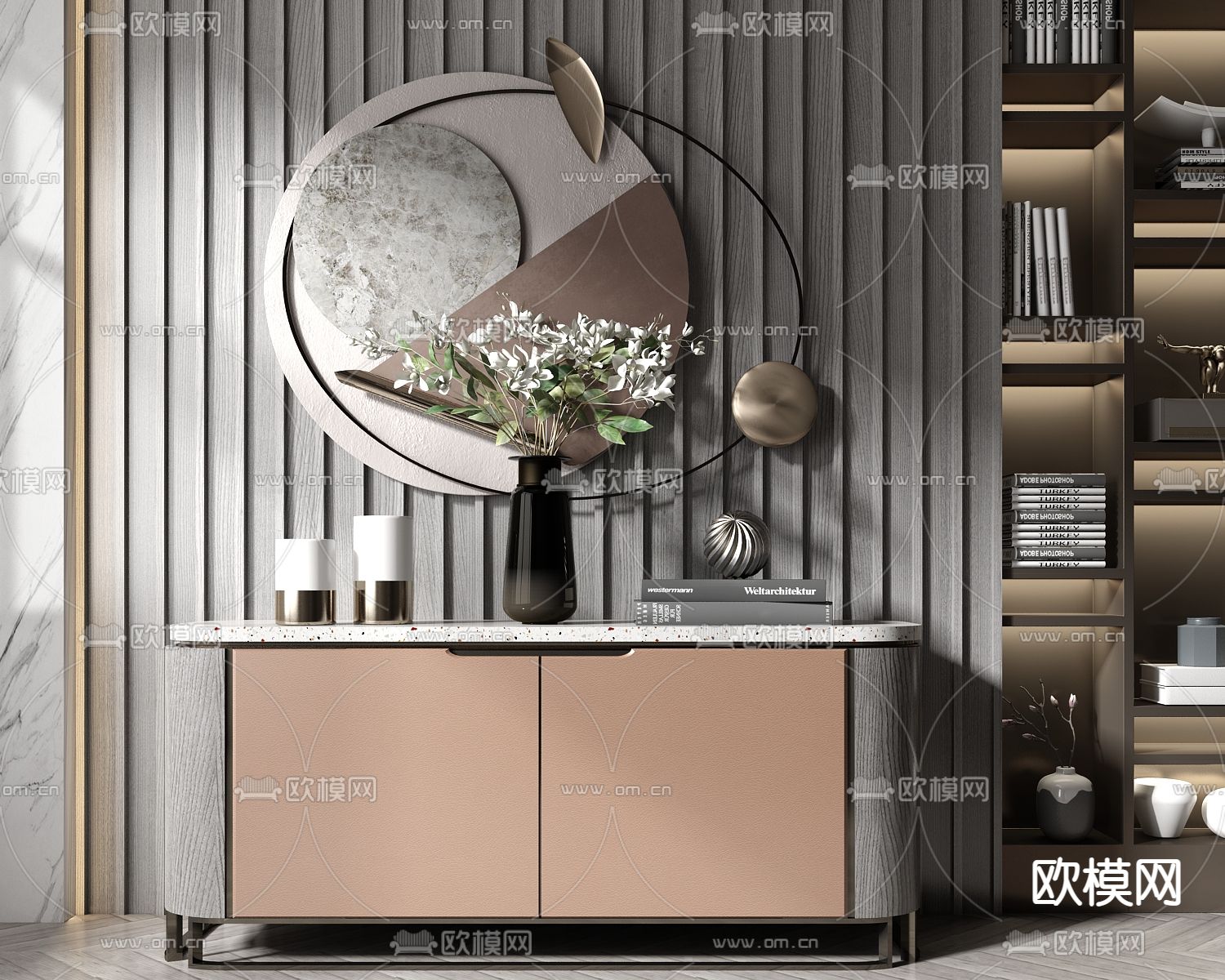 现代玄关边柜3d模型下载