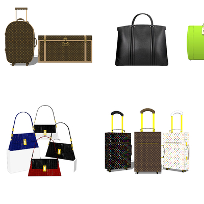  现代手提包行李箱su模型 