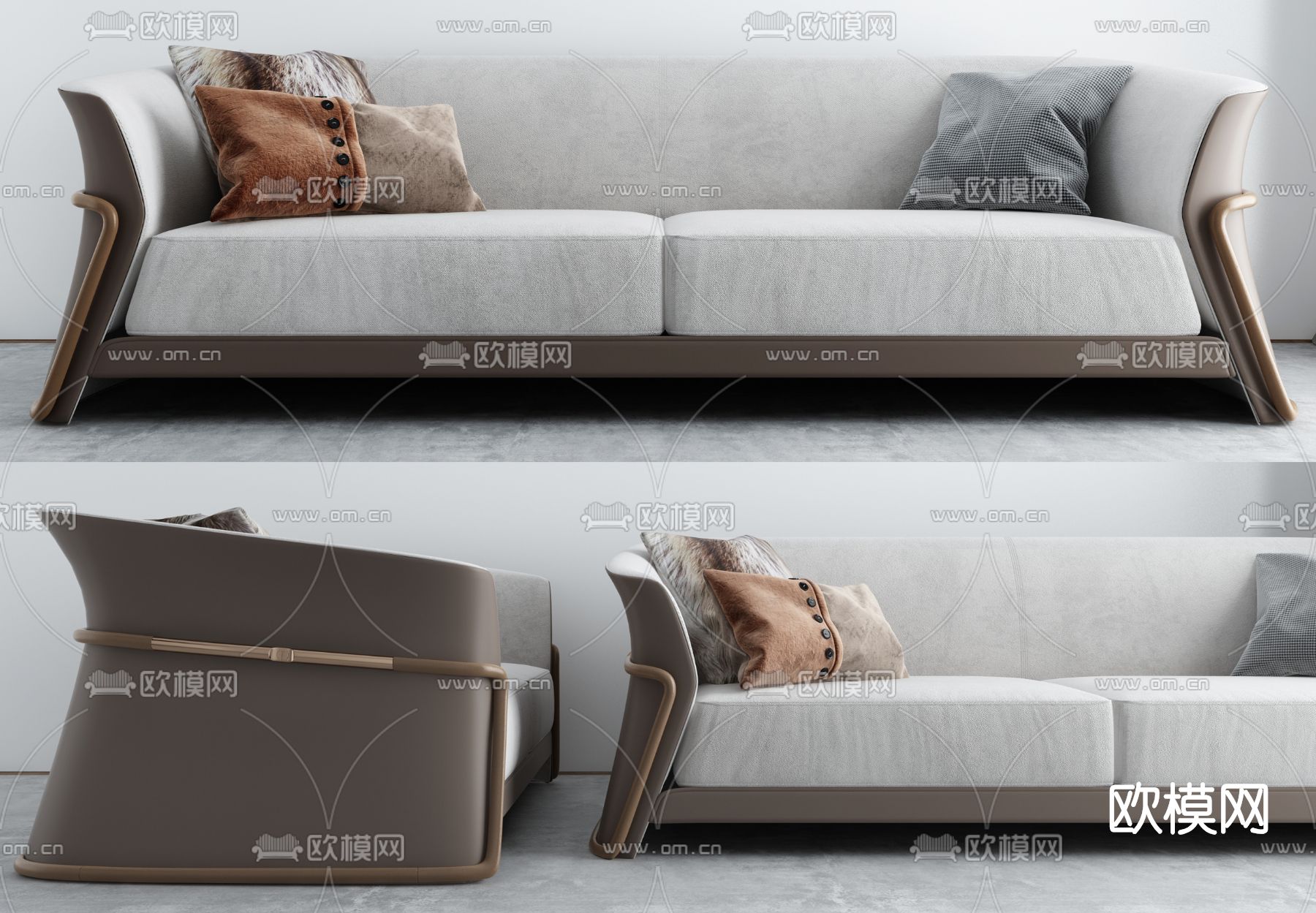 新中式布艺双人沙发3d模型