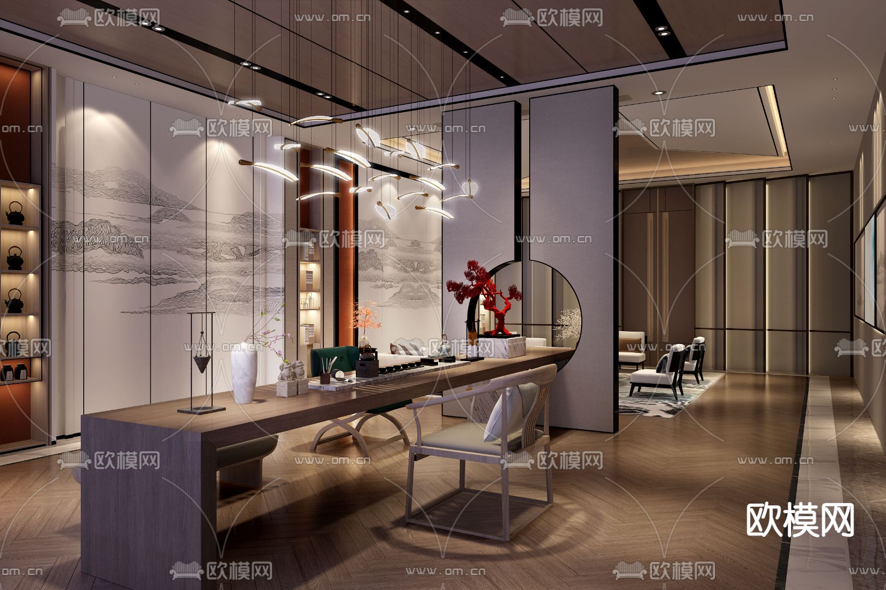 新中式酒店会客室3d模型