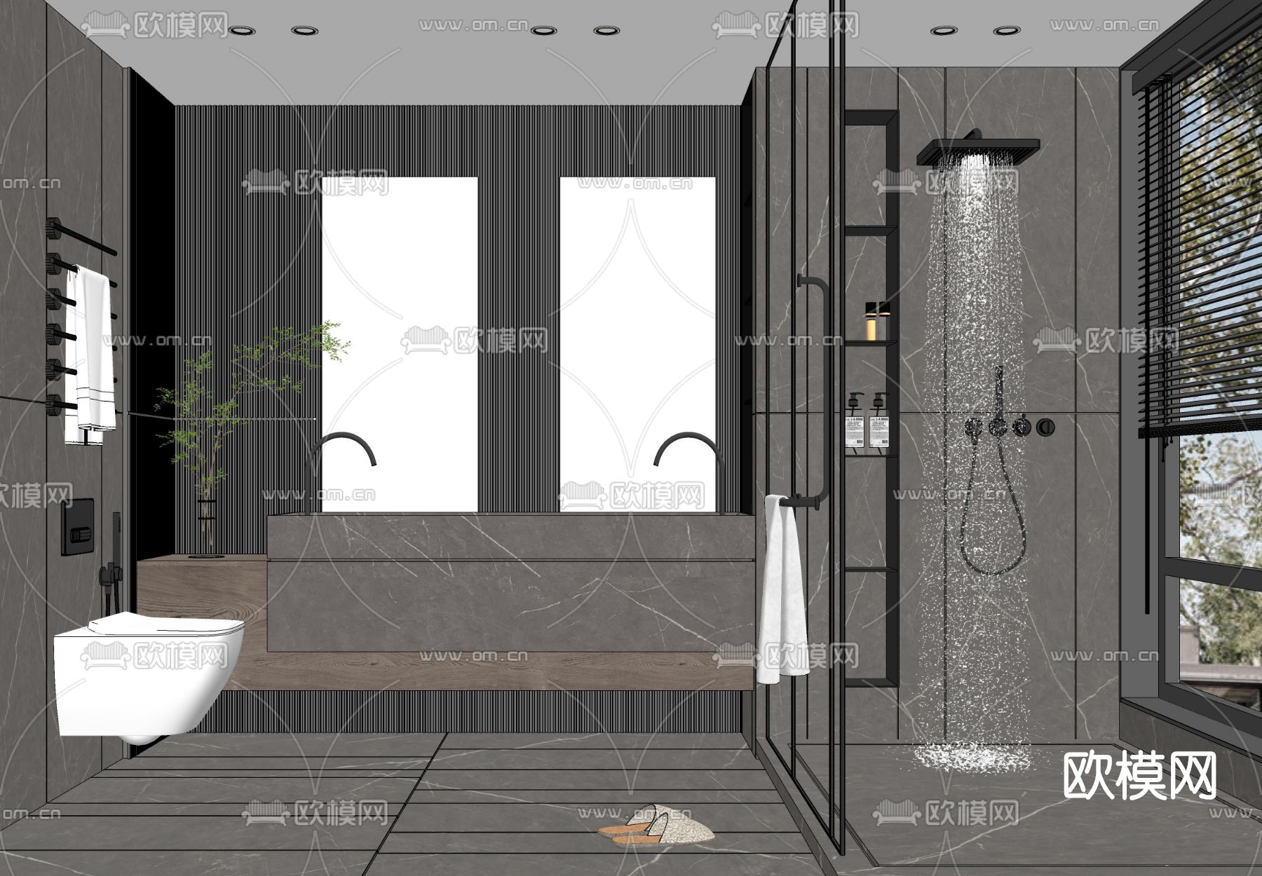 现代卫生间浴室su模型