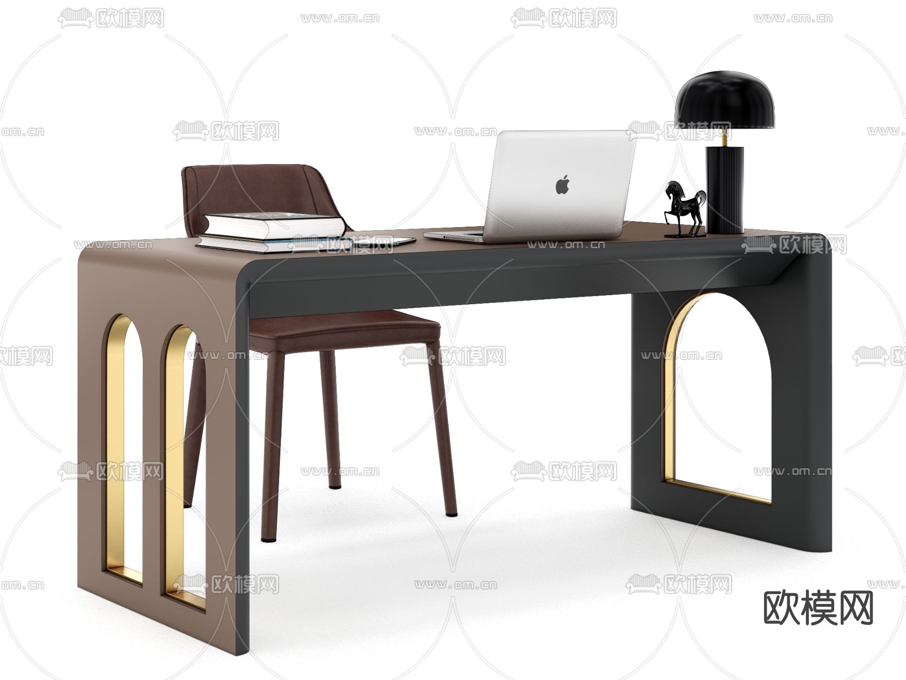 现代轻奢书桌椅su模型下载（渲染图3）