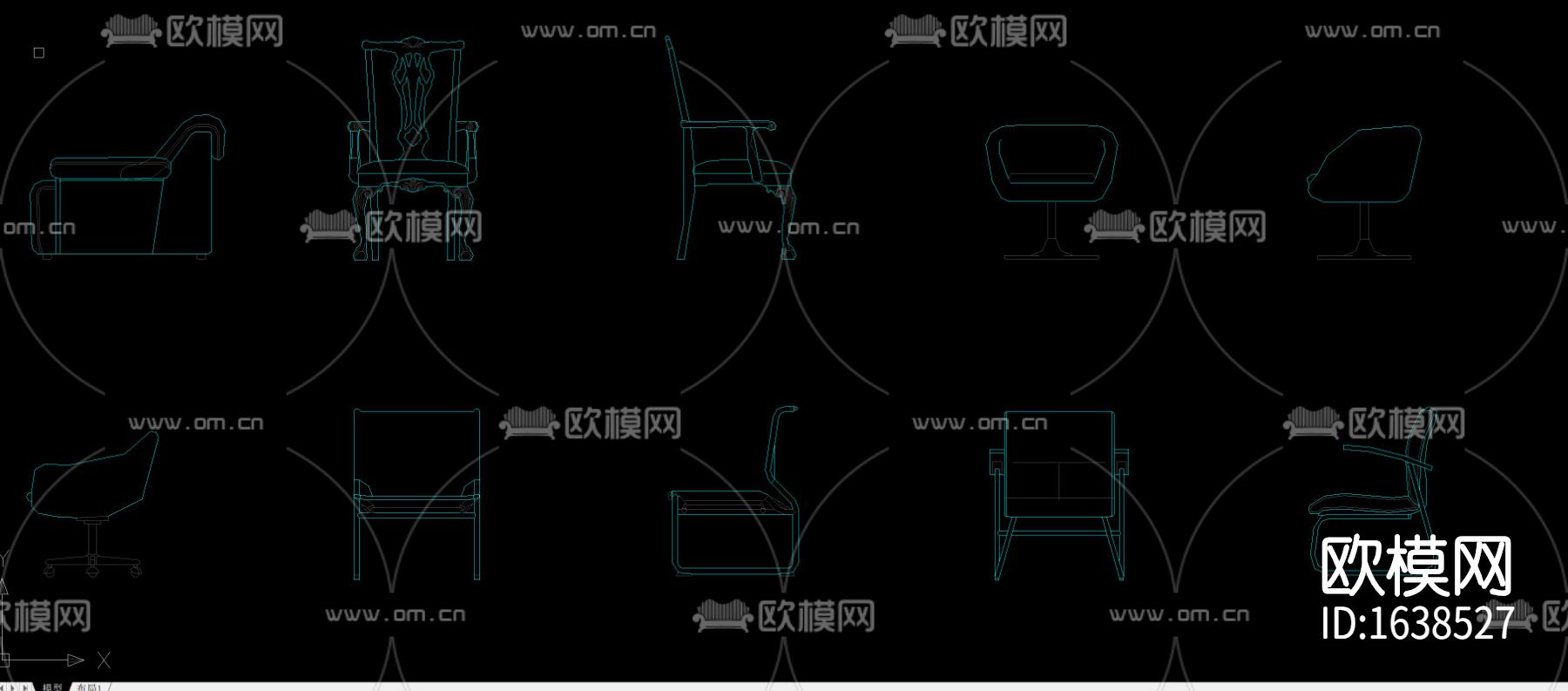 多种款式休闲桌椅平面立面图库合集下载（渲染图7）