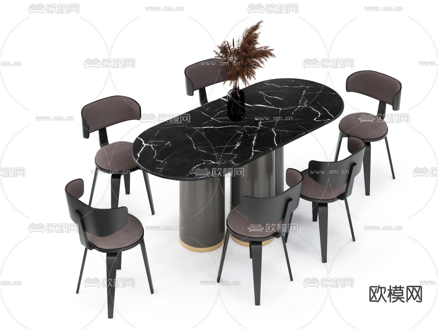 现代轻奢餐桌椅su模型下载（渲染图3）