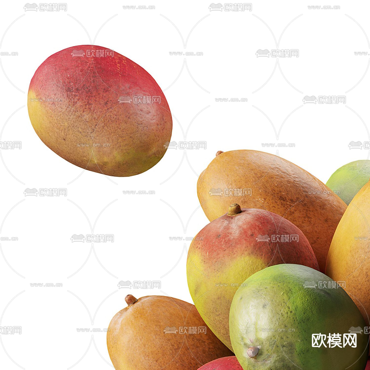 现代果盘芒果3d模型