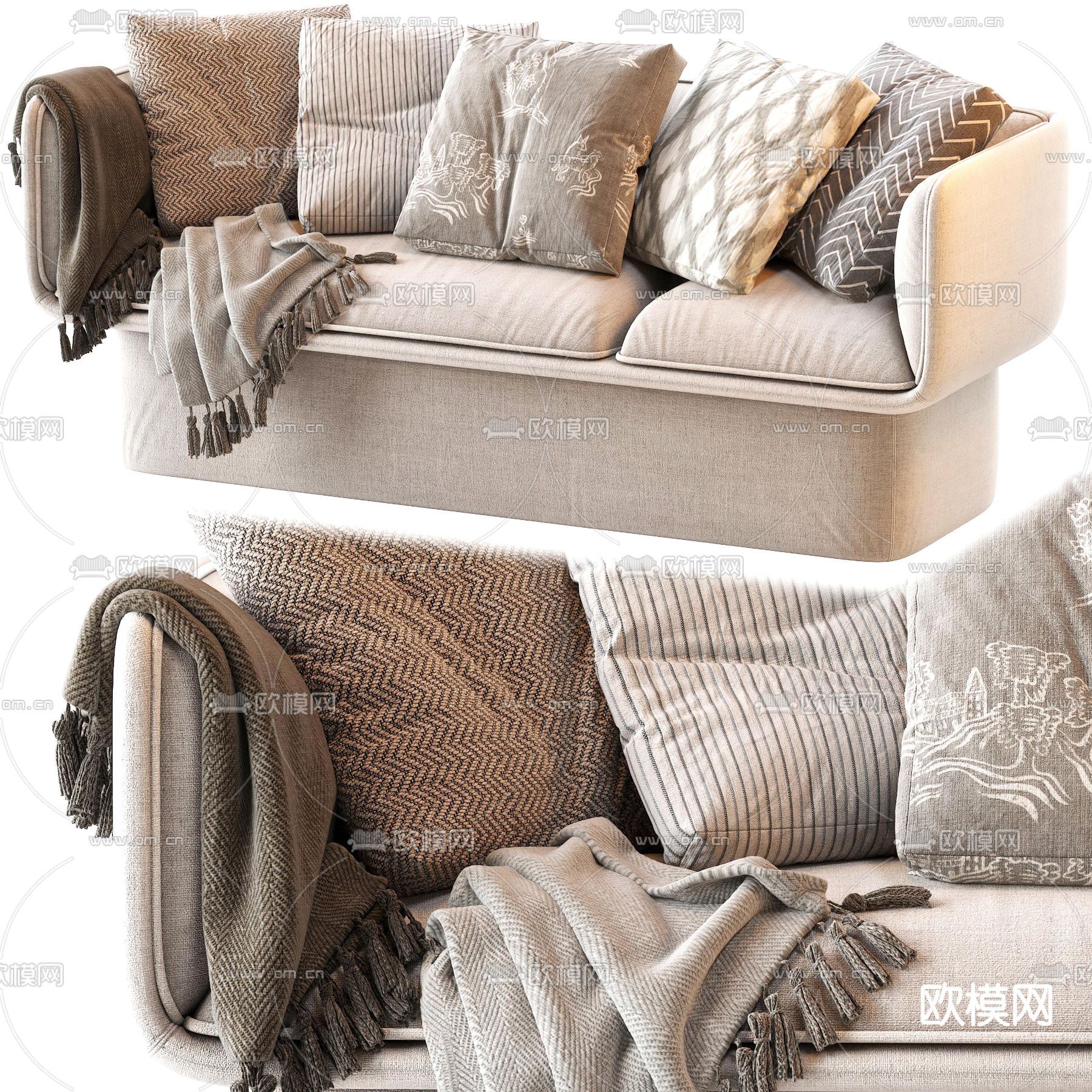 MISSANA 现代布艺双人沙发3d模型下载