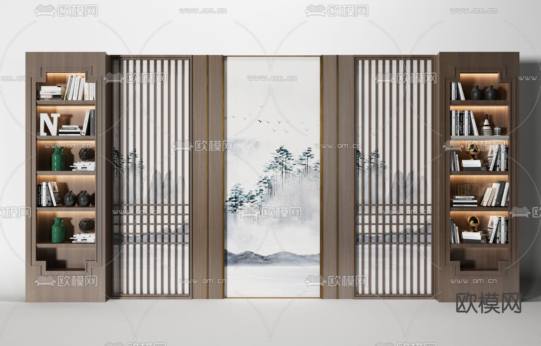 新中式装饰柜3d模型