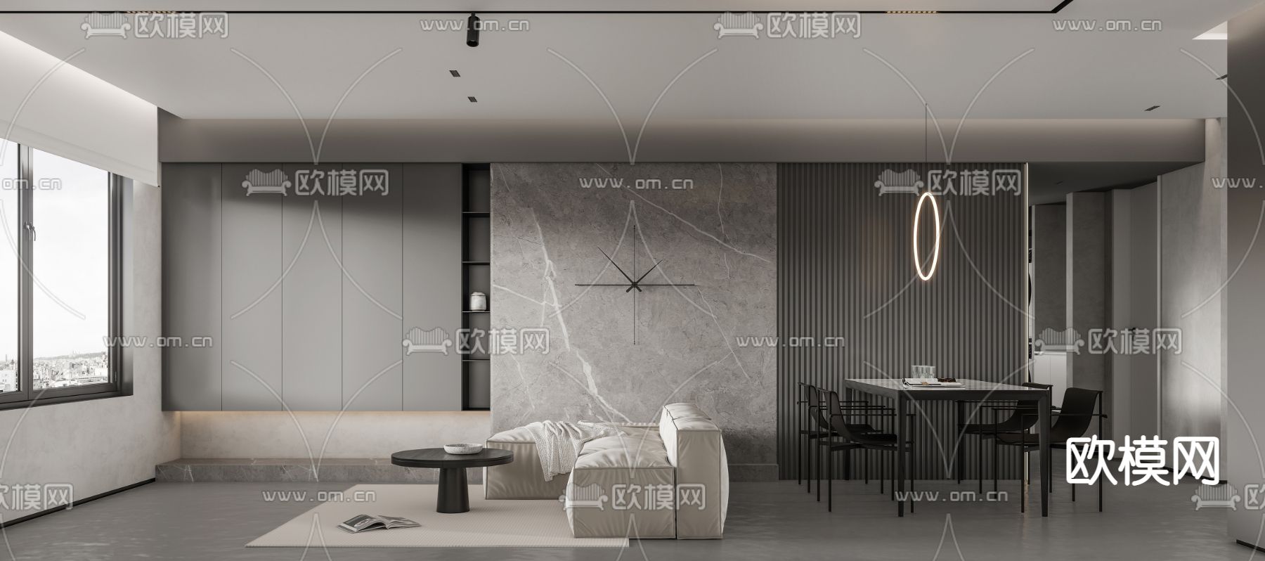 现代公寓客厅餐厅3d模型