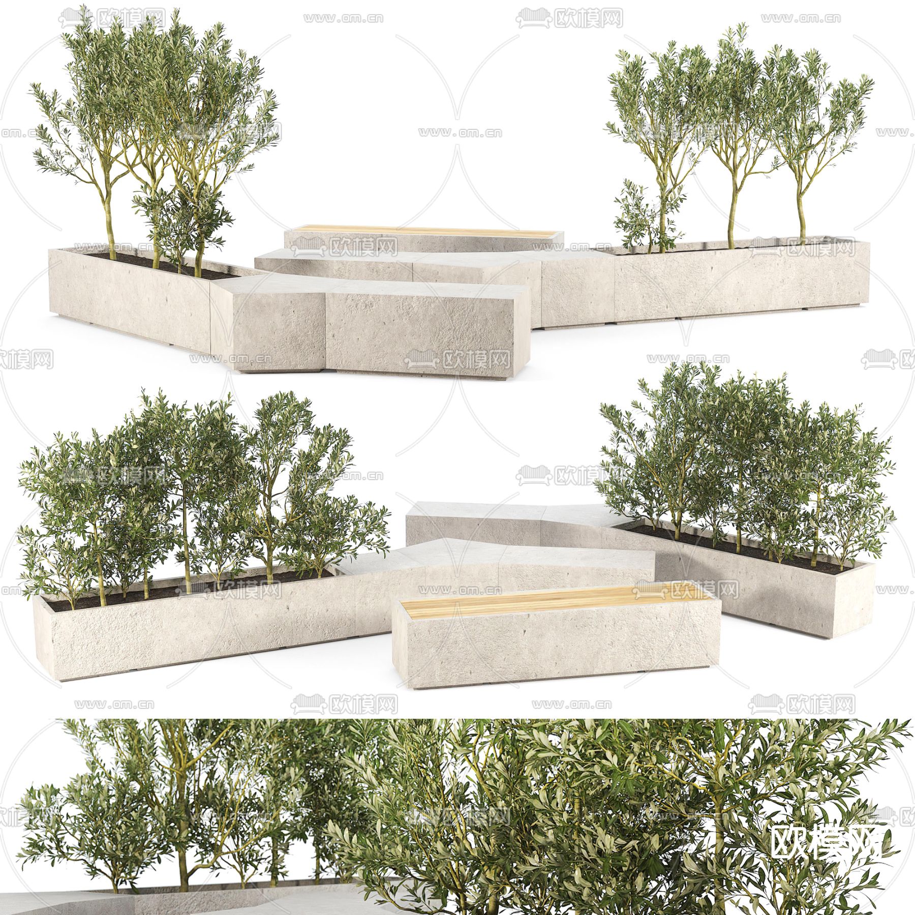 现代异形树池户外椅3d模型