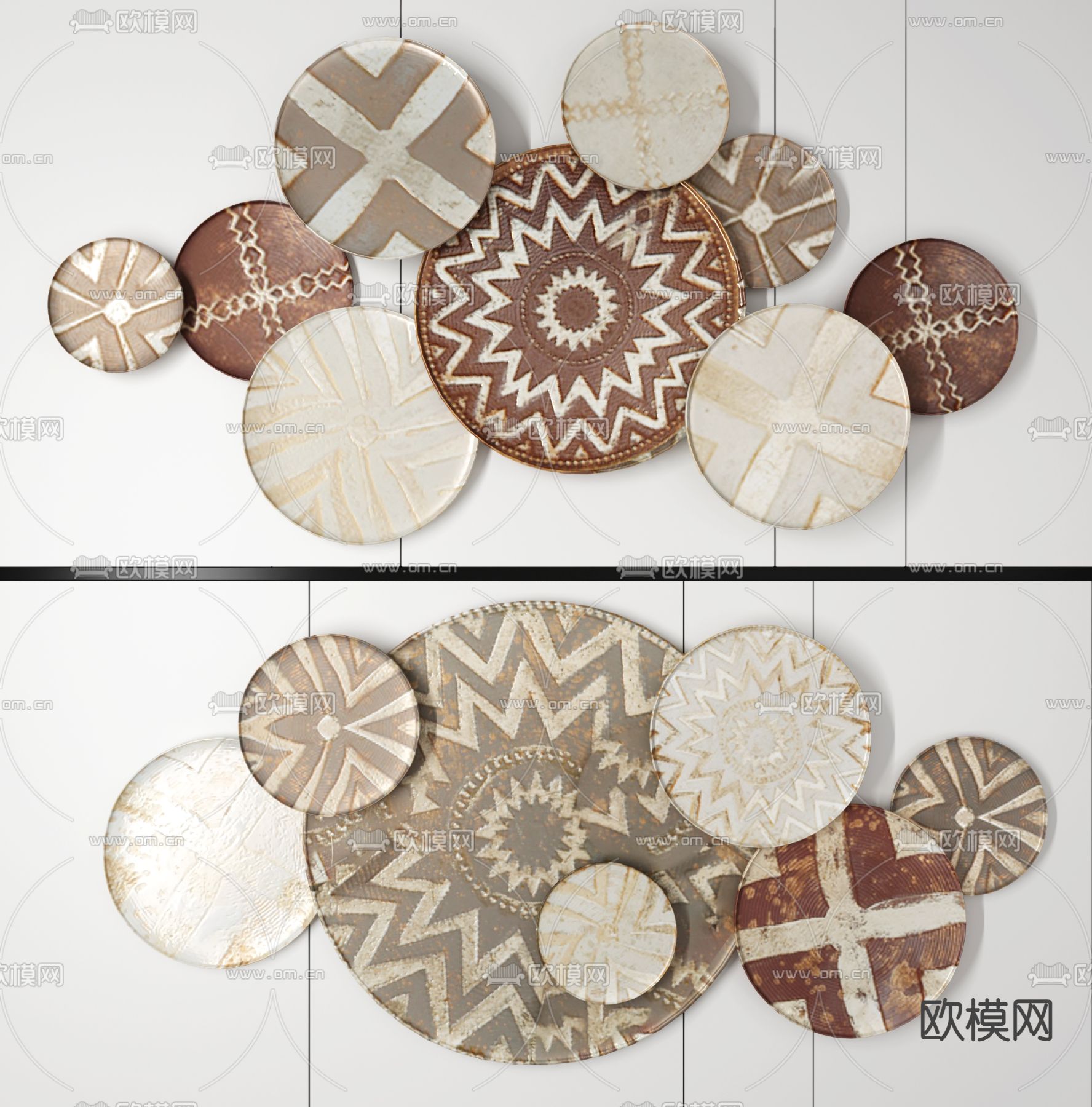 侘寂圆形墙饰挂件3d模型下载