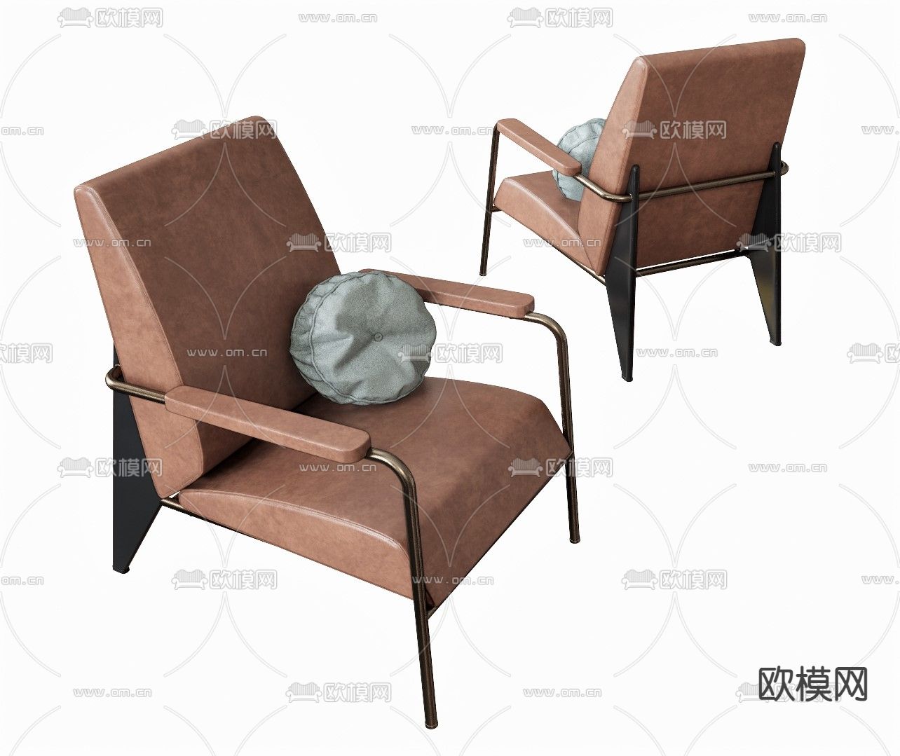 现代皮革单人沙发su模型下载（渲染图1）