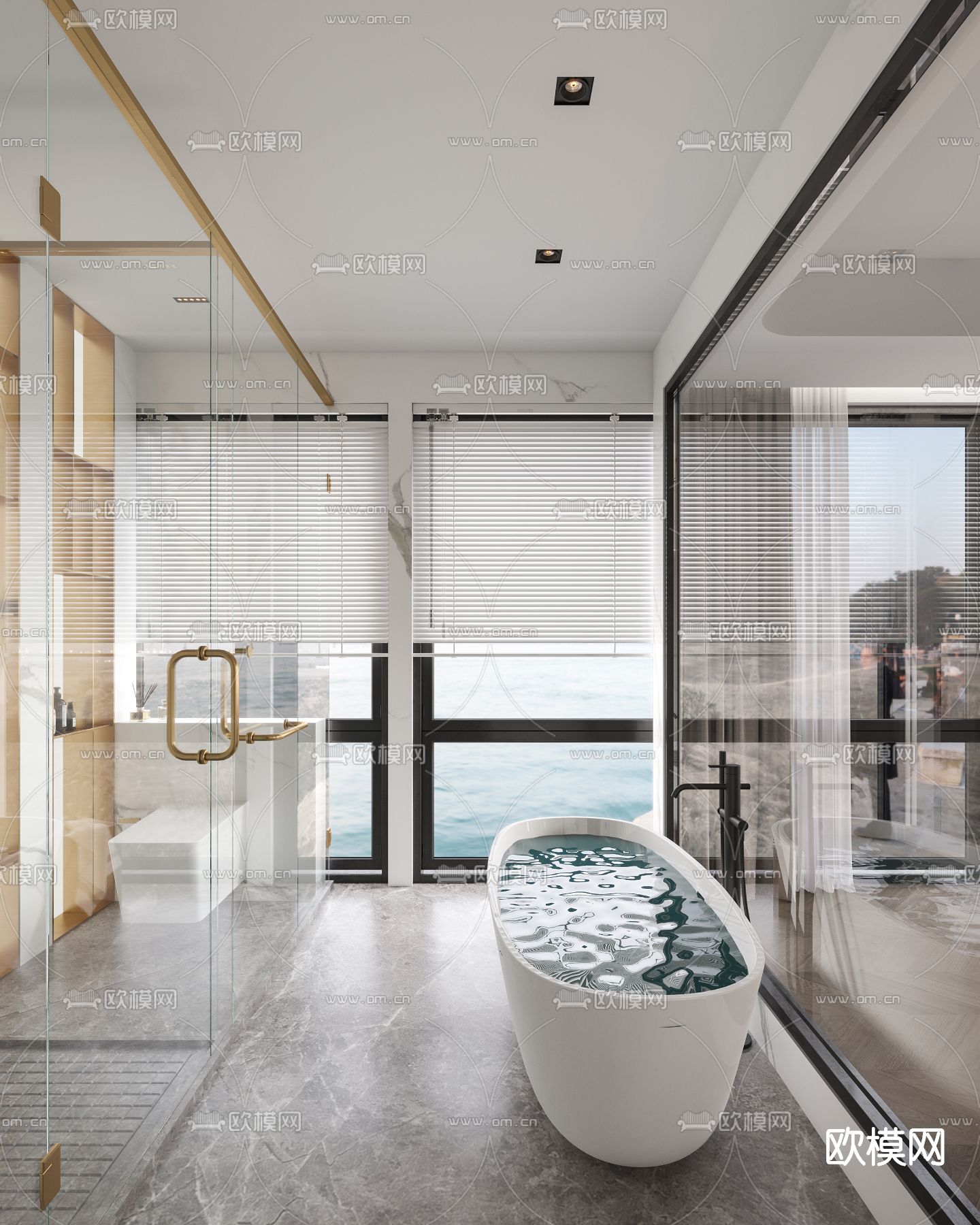 简欧轻奢卧室主人房3d模型下载（渲染图3）