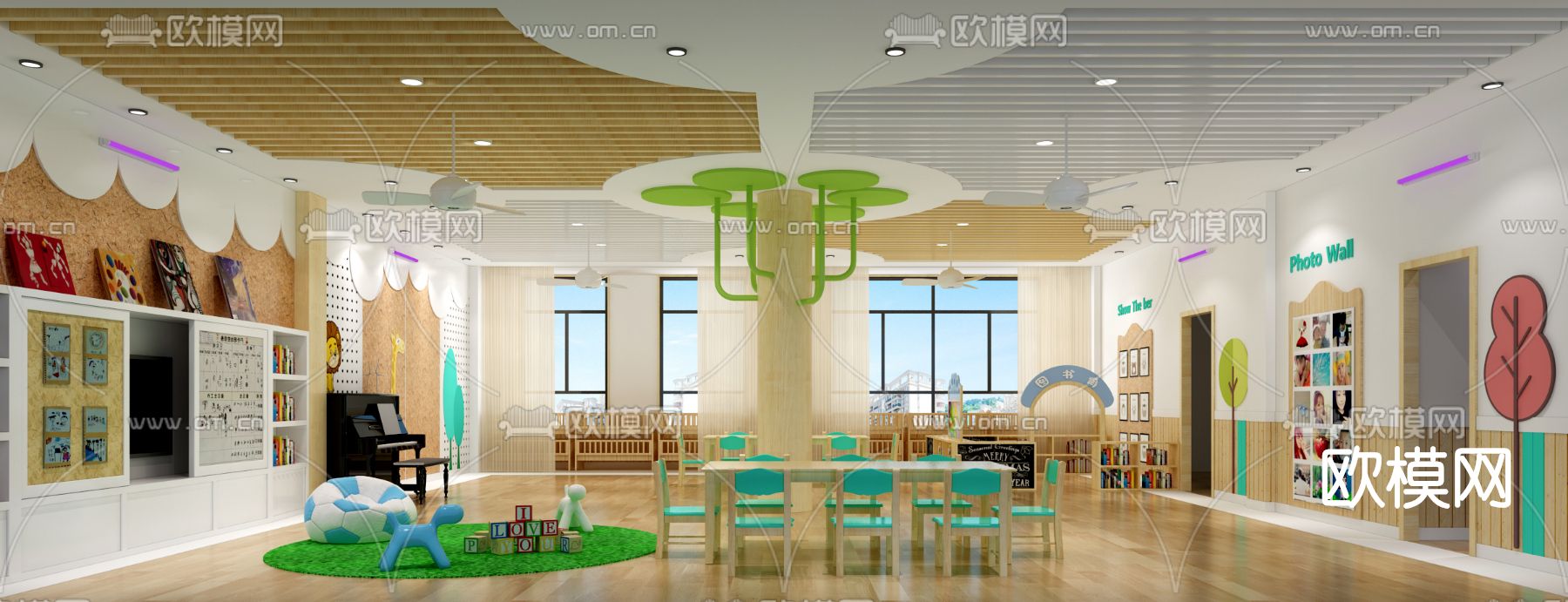 现代幼儿园活动室3d模型下载