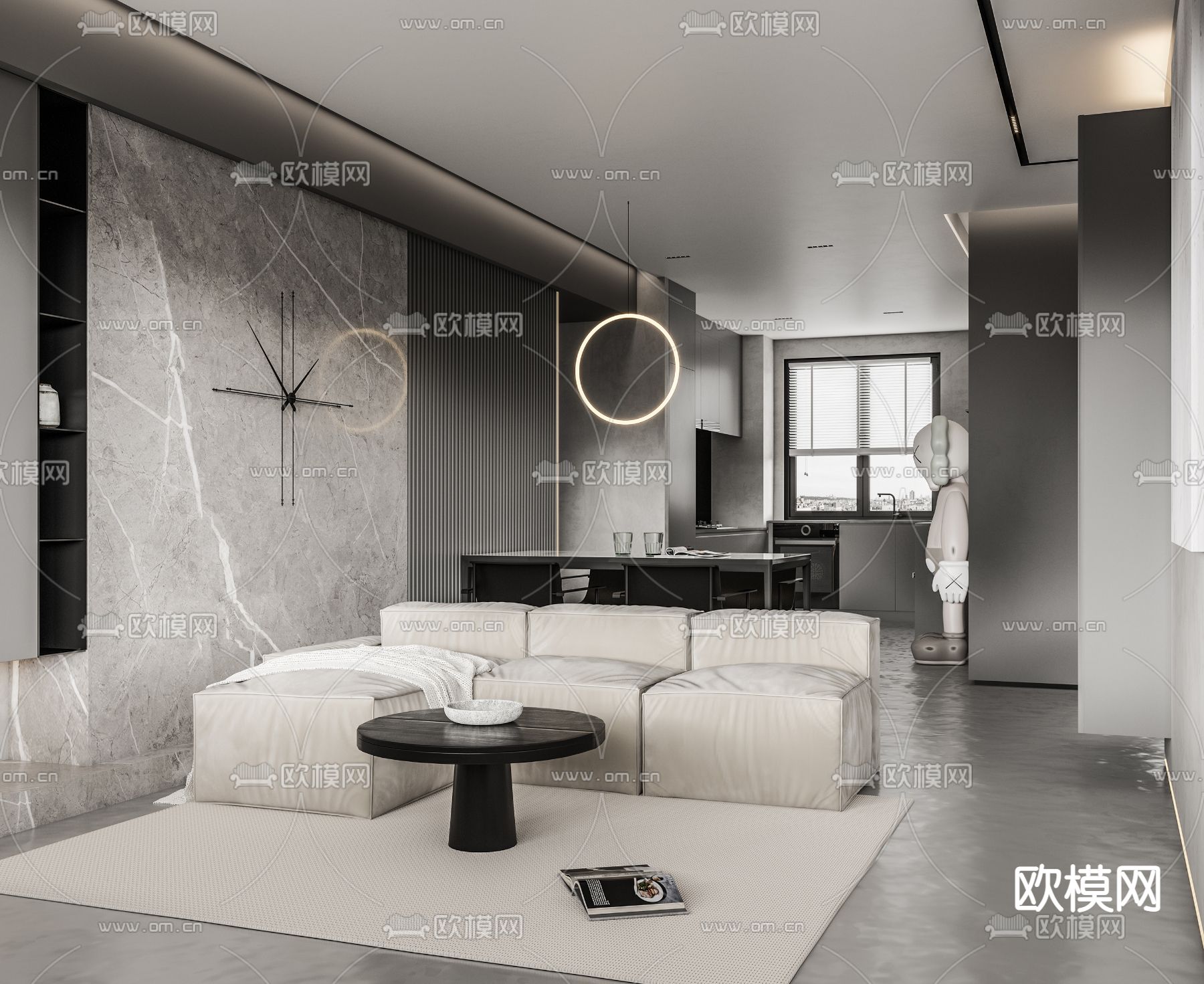 现代公寓客厅餐厅3d模型