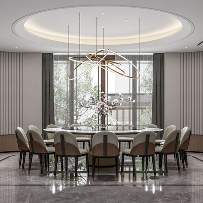  现代餐饮包厢su模型 