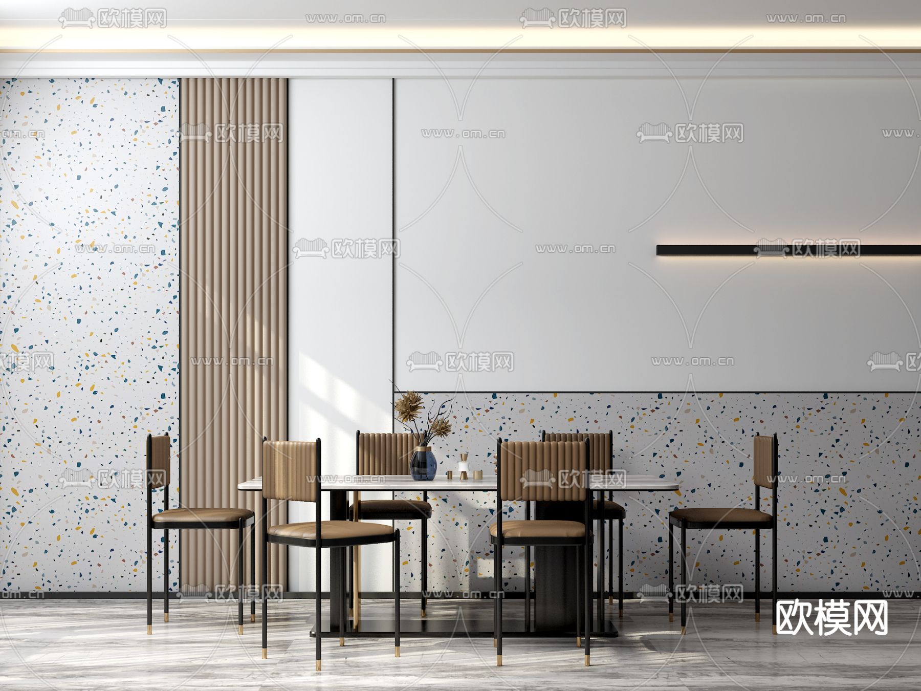 后现代金属餐桌椅3d模型