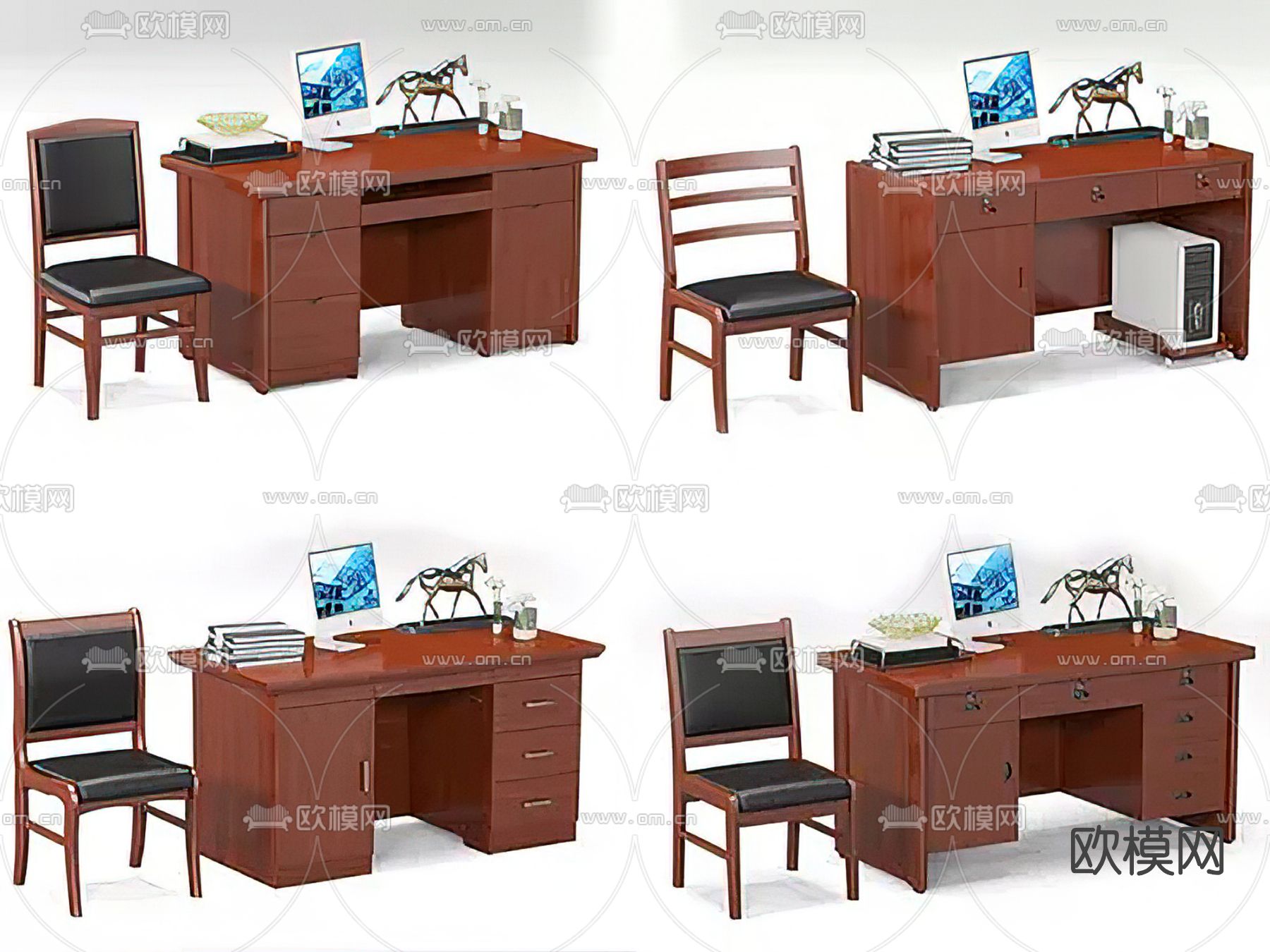 现代办公桌椅班台su模型下载（渲染图1）