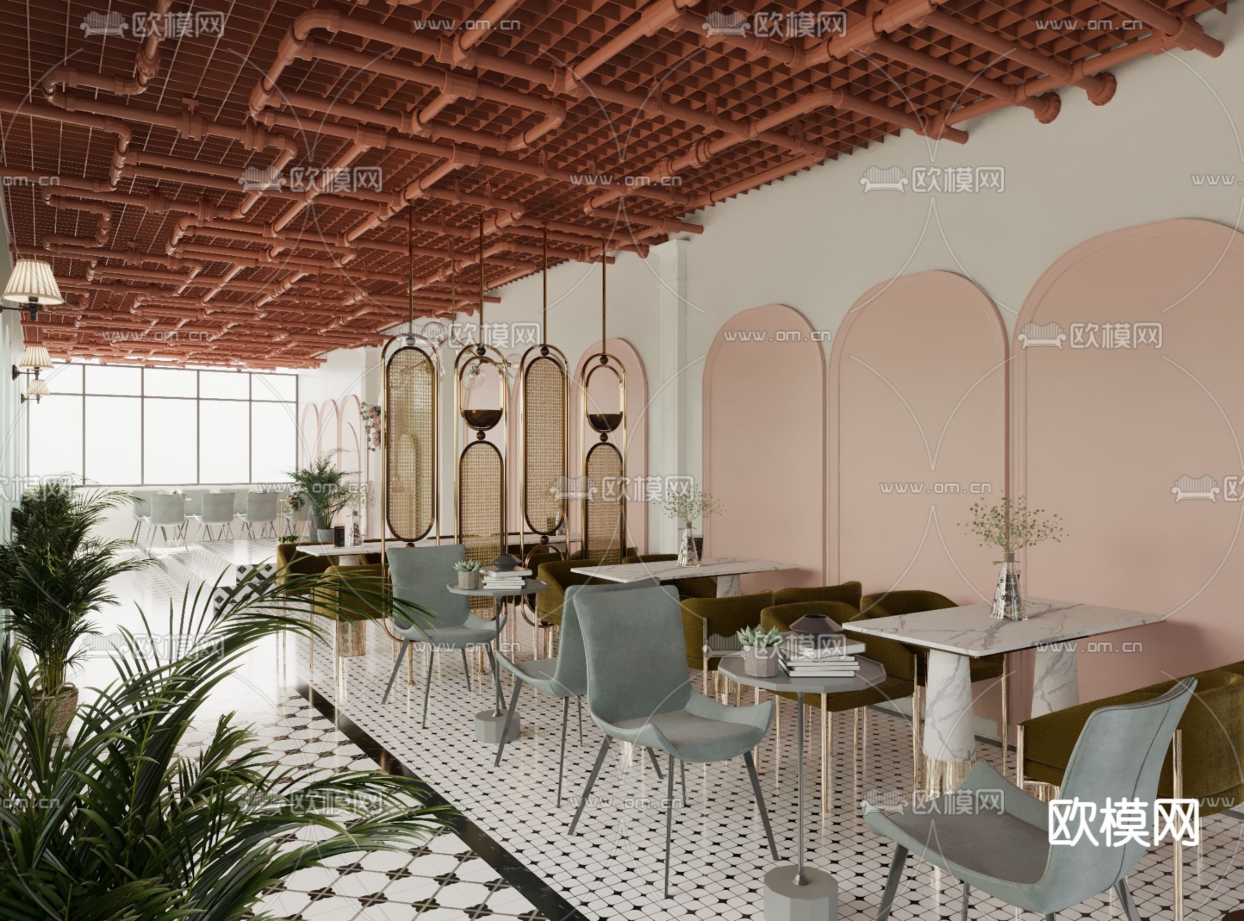 北欧奶茶店3d模型下载（渲染图2）