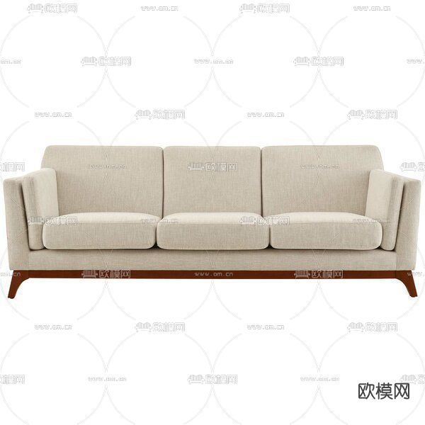 现代布艺多人沙发 三人沙发免费3d模型下载