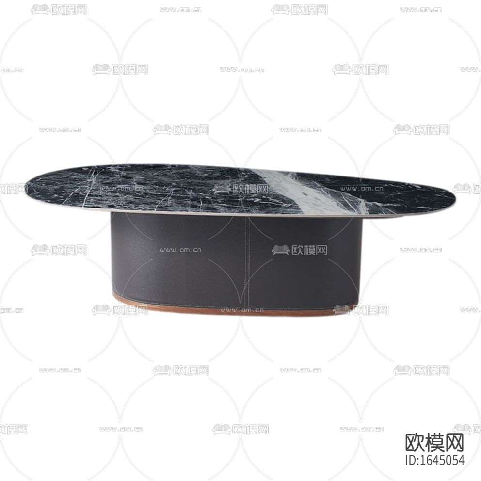 现代轻奢黑色皮革大理石异形茶几下载