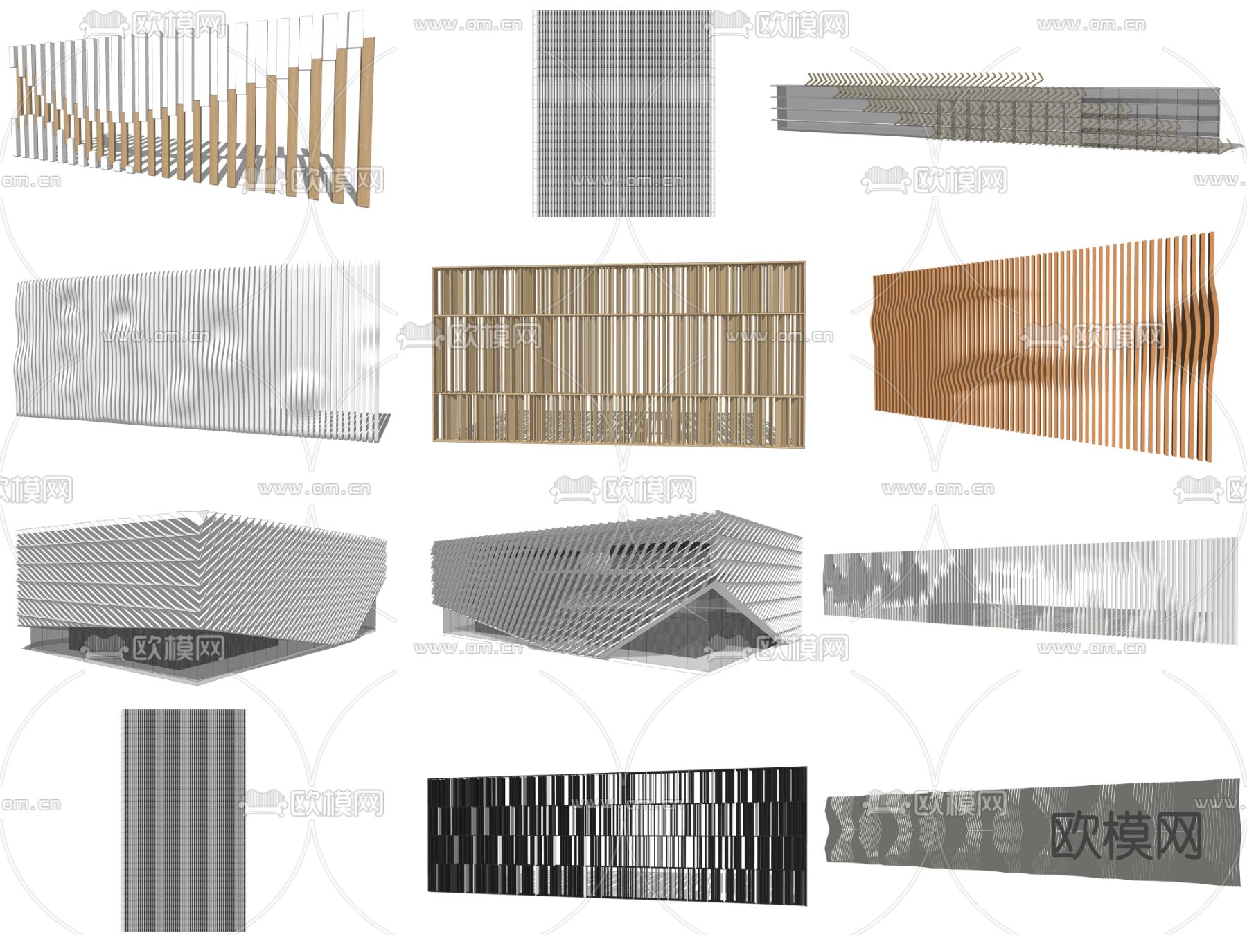 现代建筑表皮su模型下载