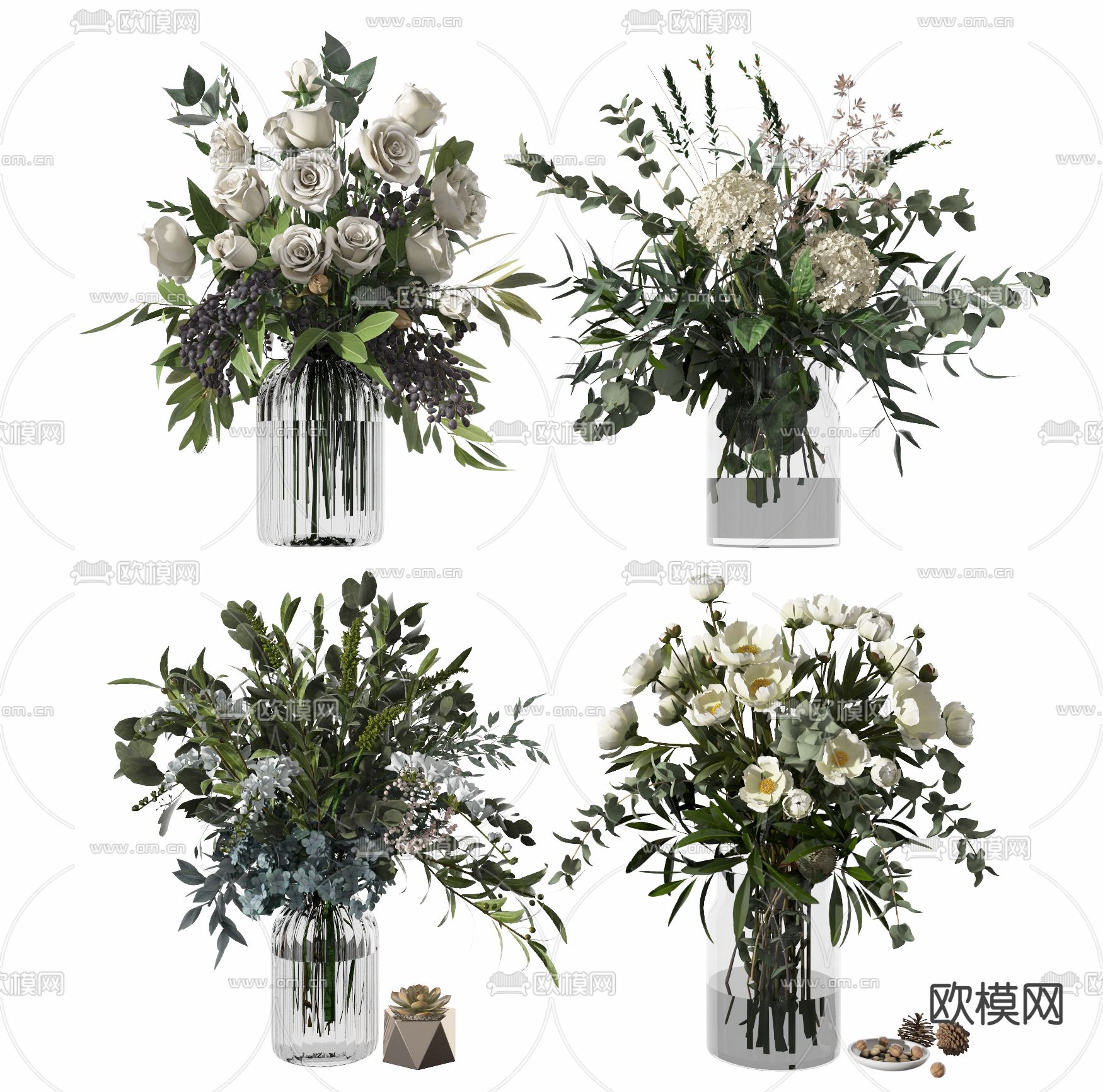 现代花艺花瓶3d模型
