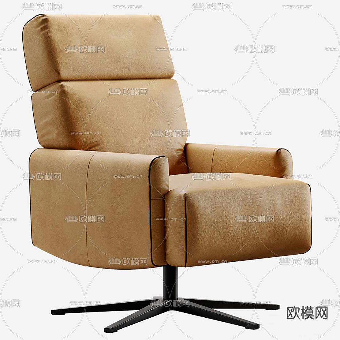 现代皮革单人沙发3d模型下载（渲染图2）