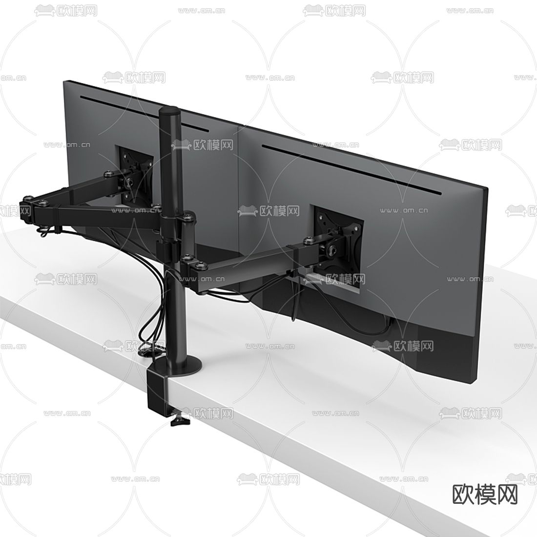 现代双屏电视机3d模型下载（渲染图3）