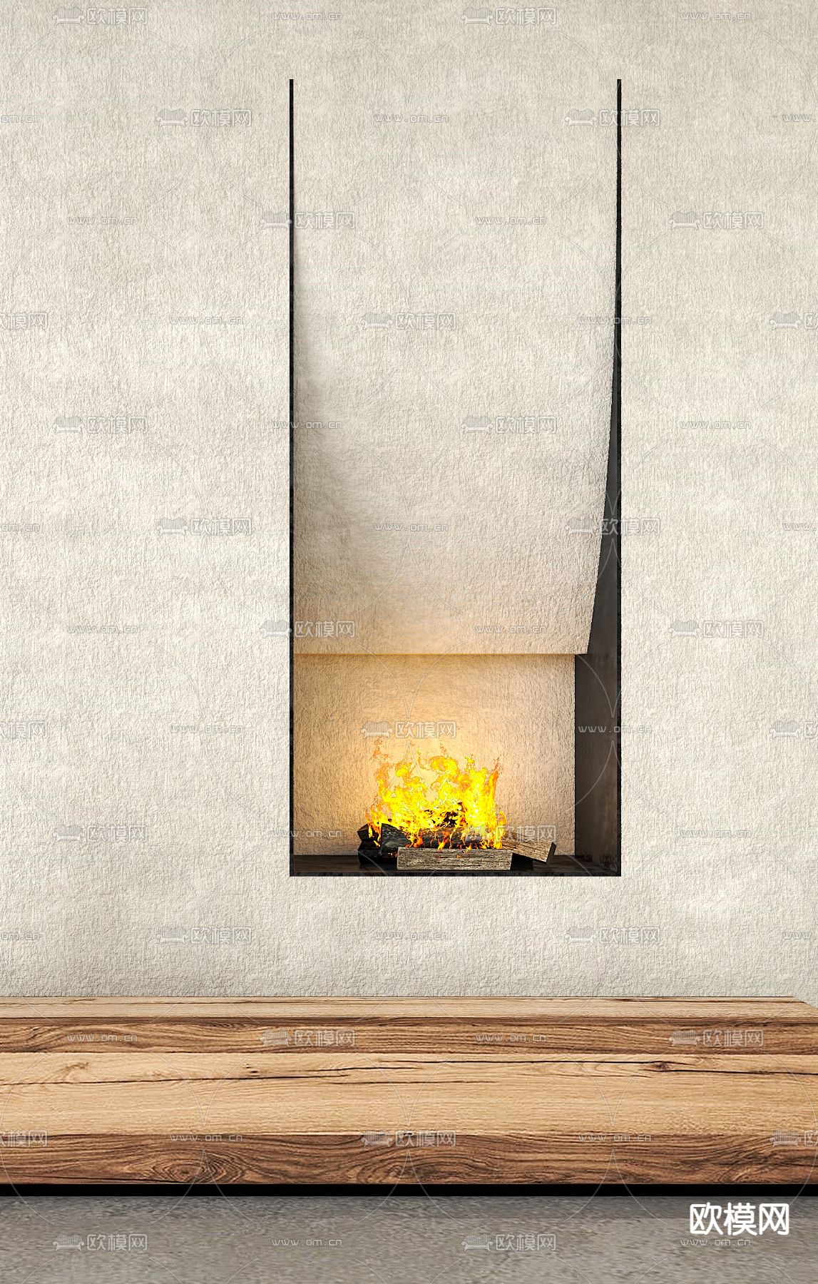 侘寂风实木电视柜3d模型下载（渲染图3）