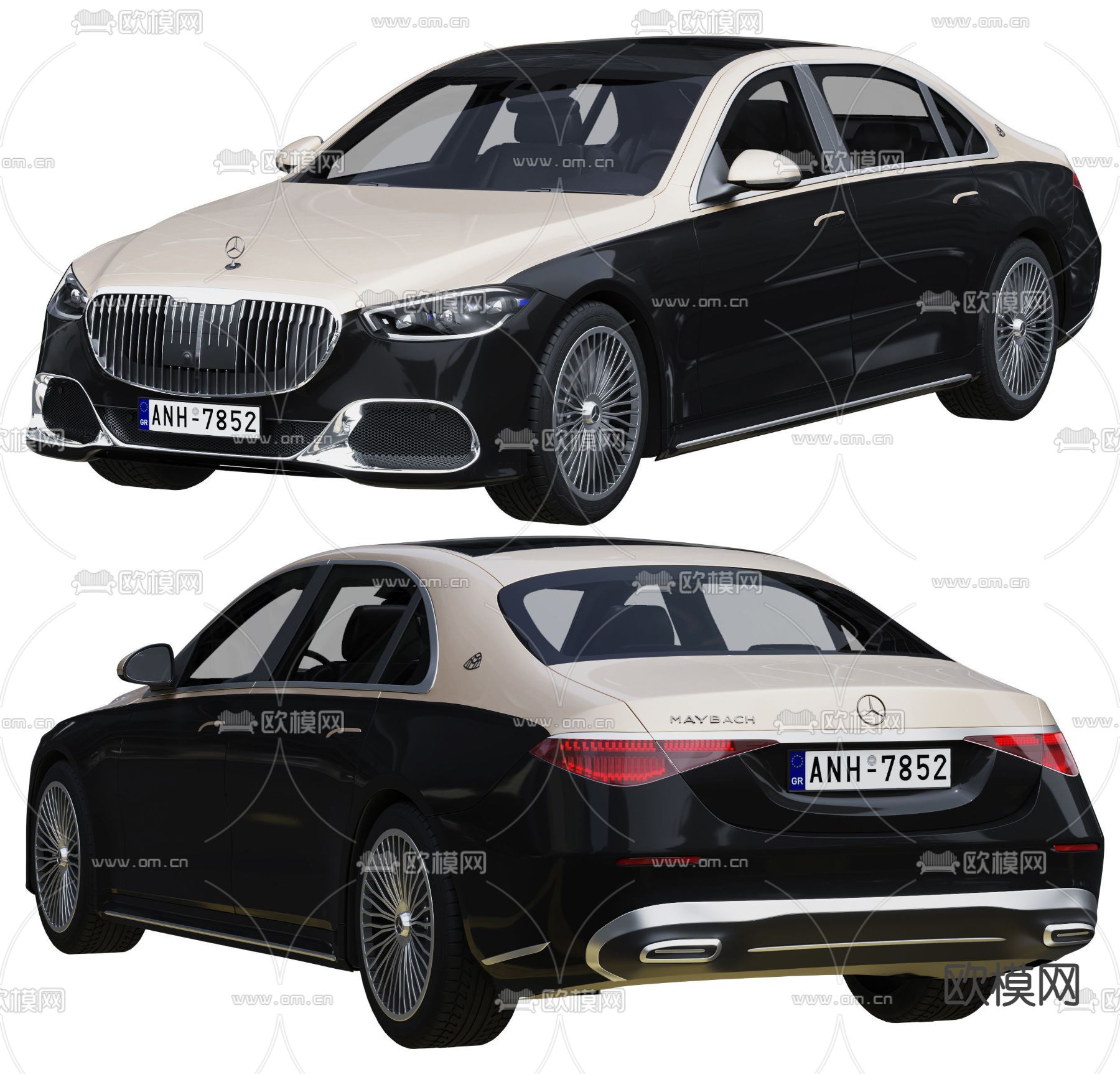 现代奔驰迈巴赫汽车3d模型下载（渲染图1）