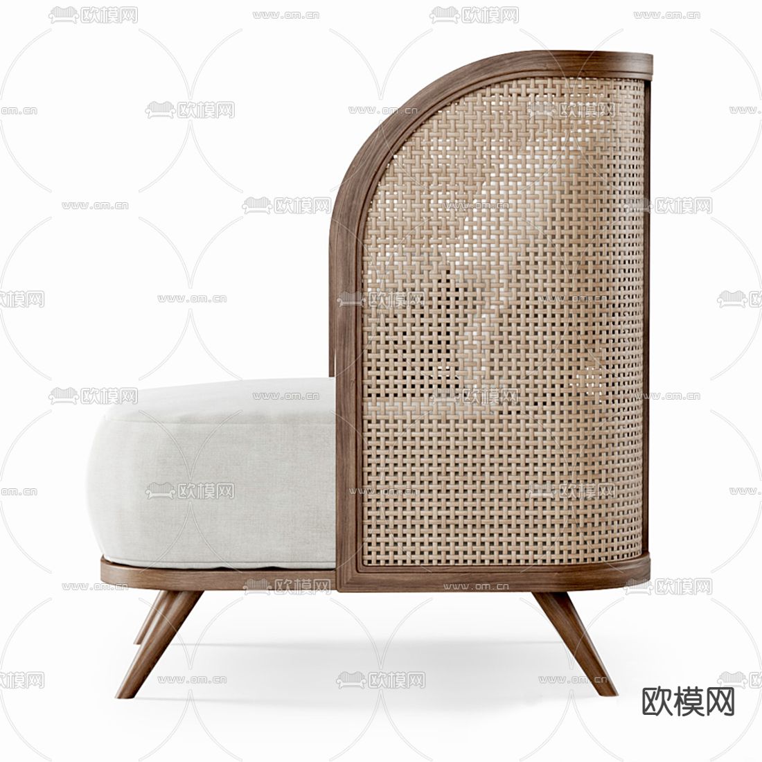北欧编藤单人沙发3d模型下载（渲染图2）
