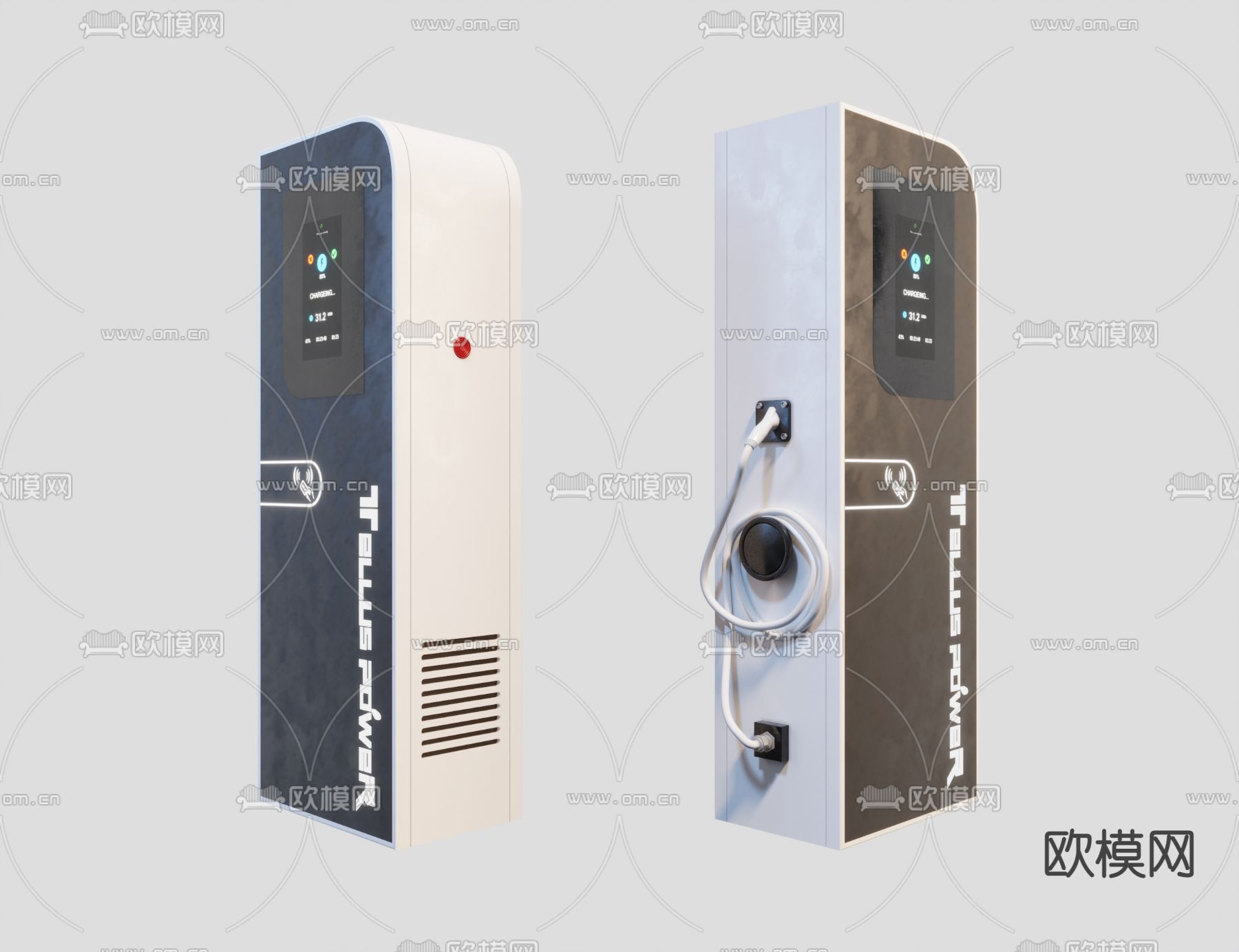 现代汽车充电桩3d模型下载（渲染图2）