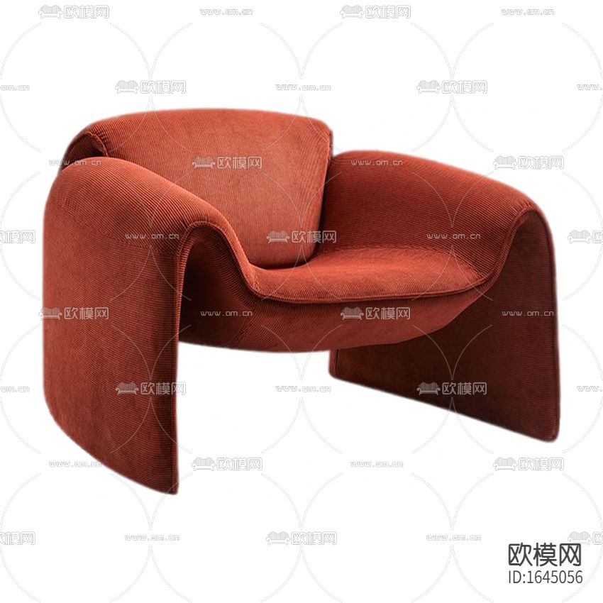 现代简约橙色布艺条纹布艺单人沙发下载