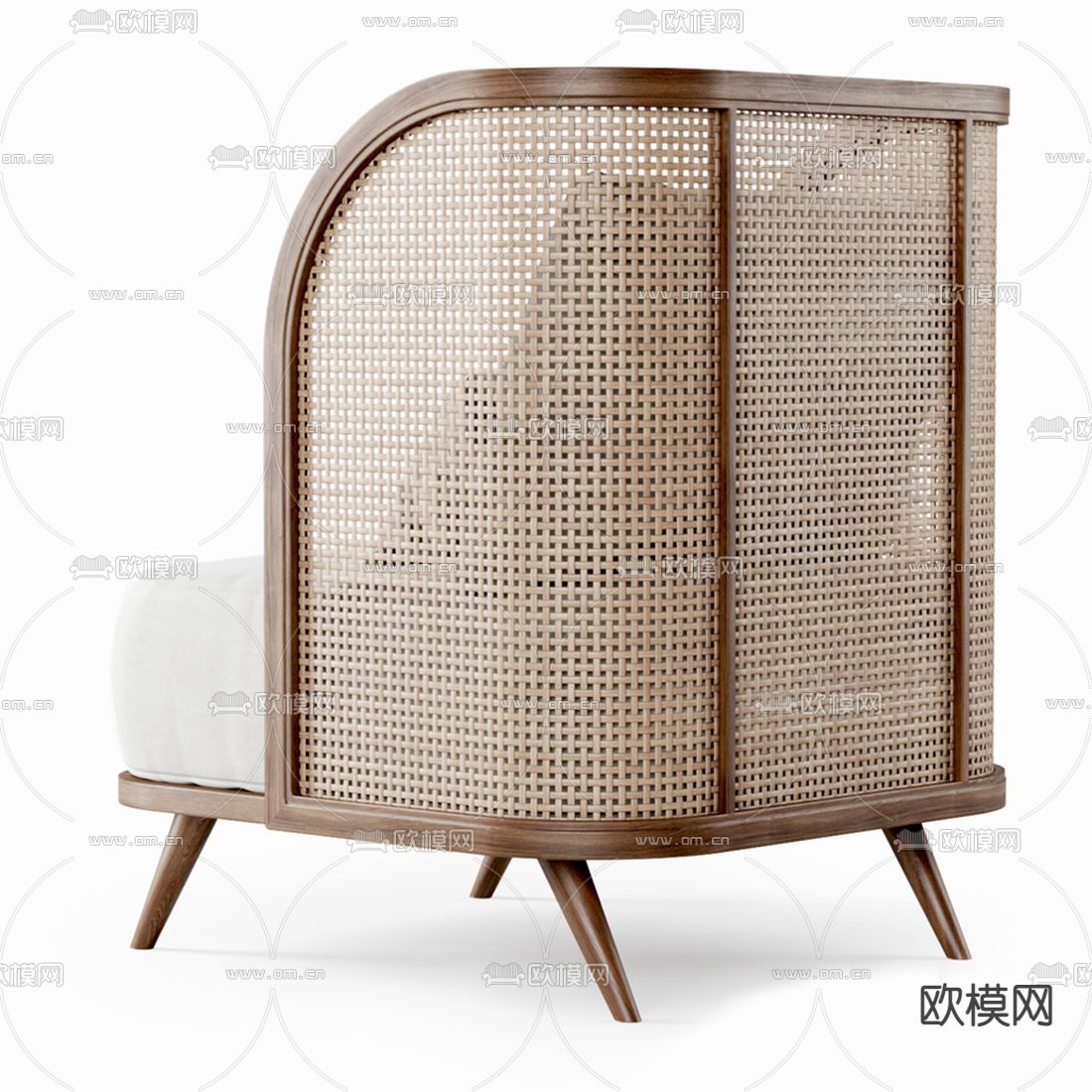 北欧编藤单人沙发3d模型下载（渲染图3）