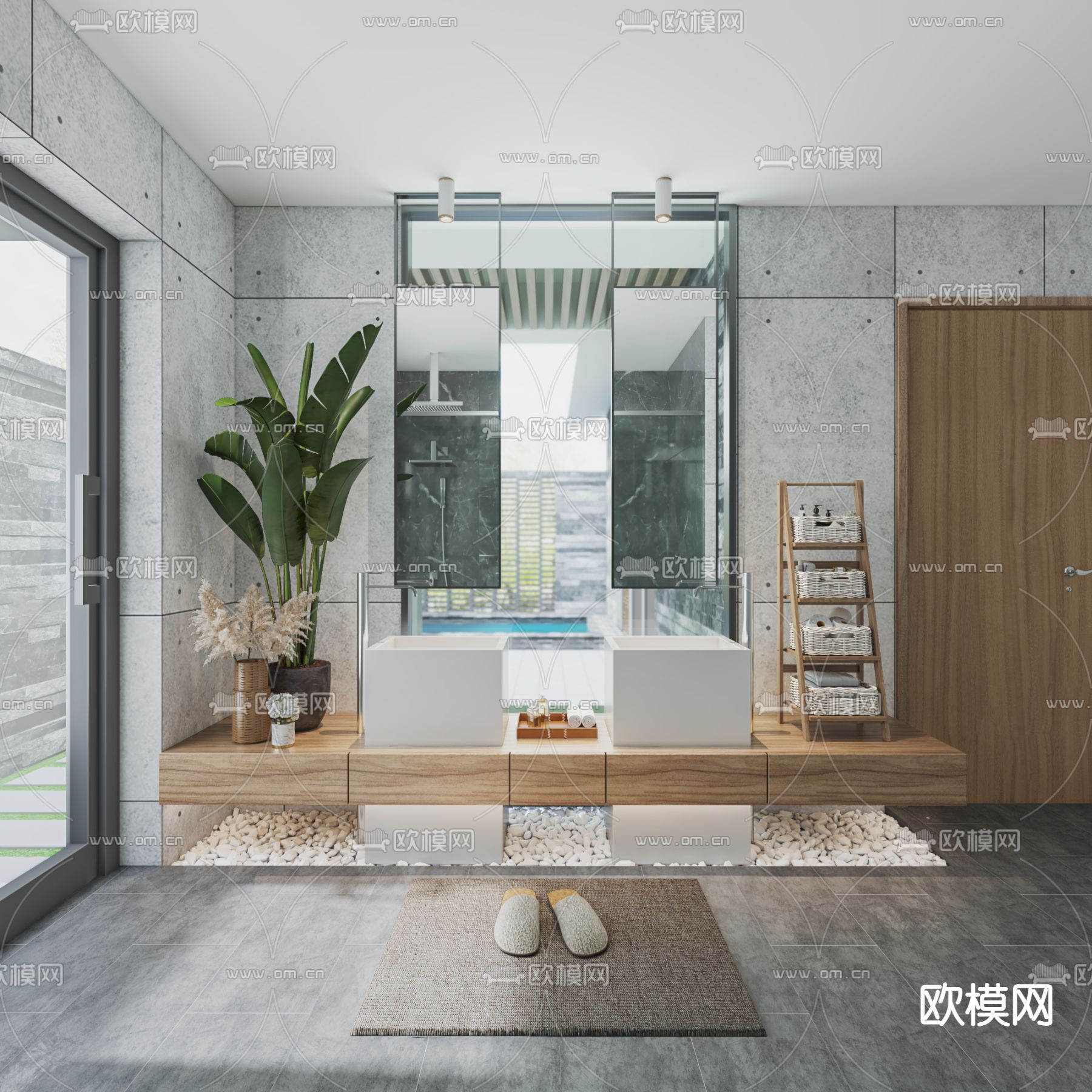 现代酒店卫生间洗手台3d模型