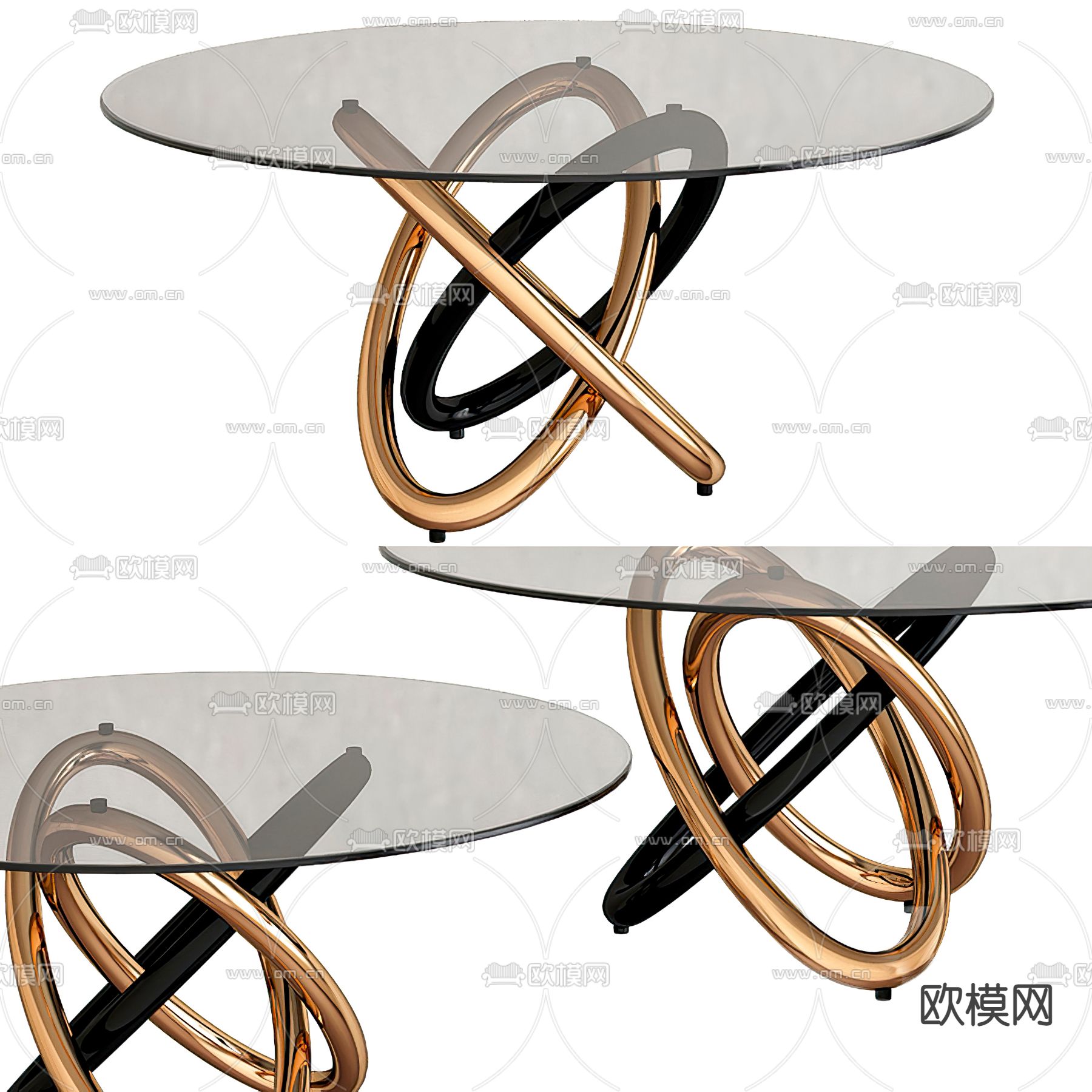 现代圆形玻璃餐桌3d模型