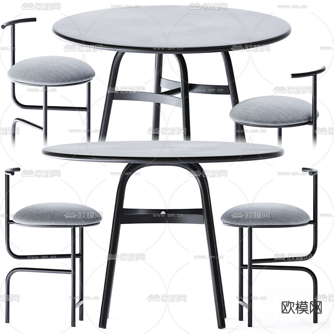 现代创意休闲桌椅3d模型下载（渲染图1）