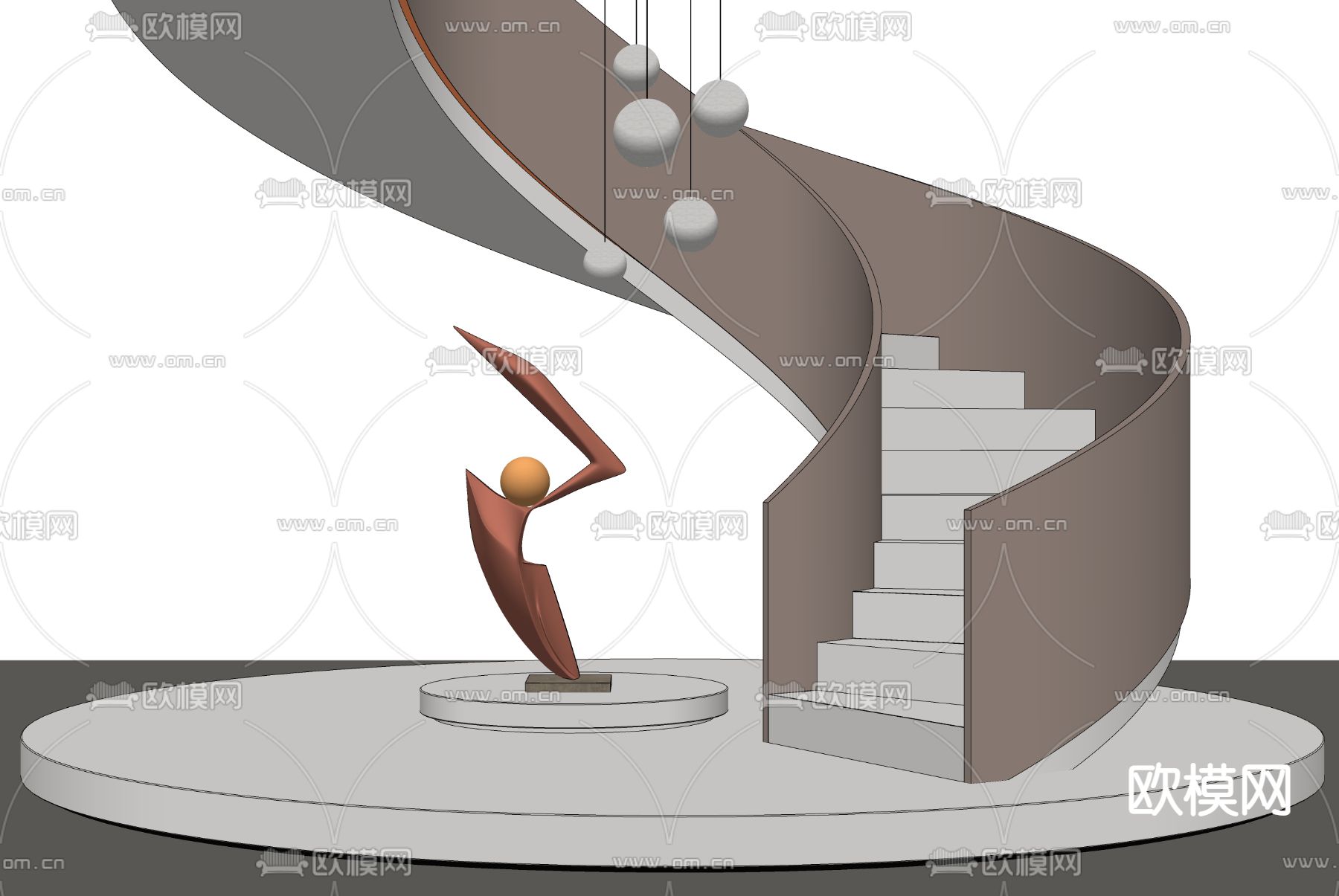 现代旋转楼梯su模型