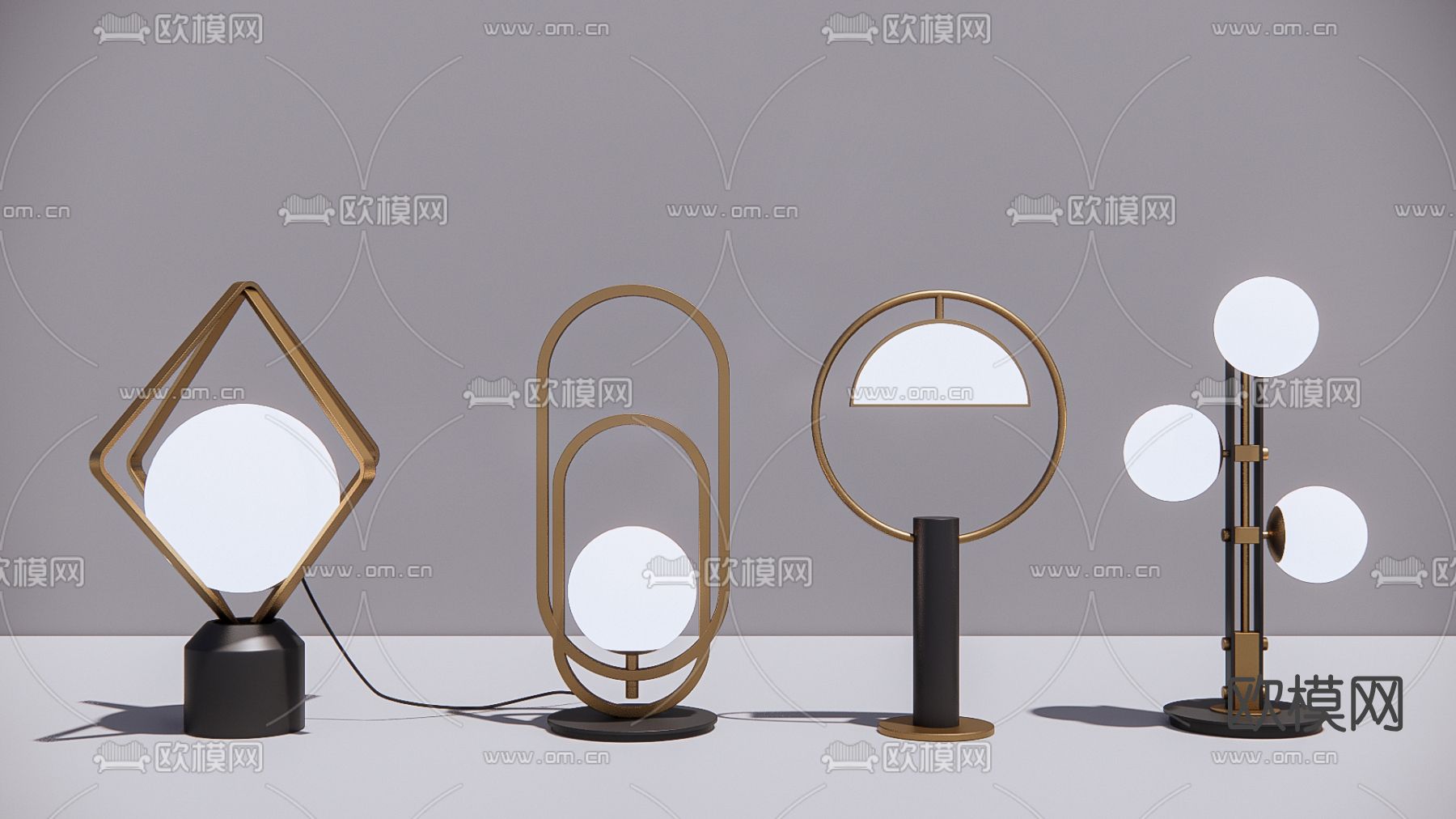 现代时尚台灯su模型下载（渲染图1）