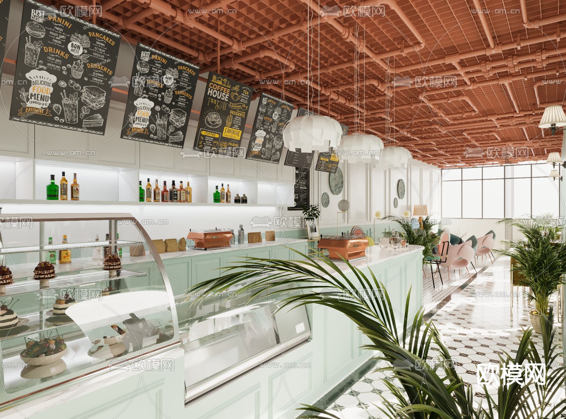 北欧奶茶店3d模型下载（渲染图3）