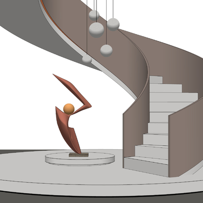 现代旋转楼梯su模型