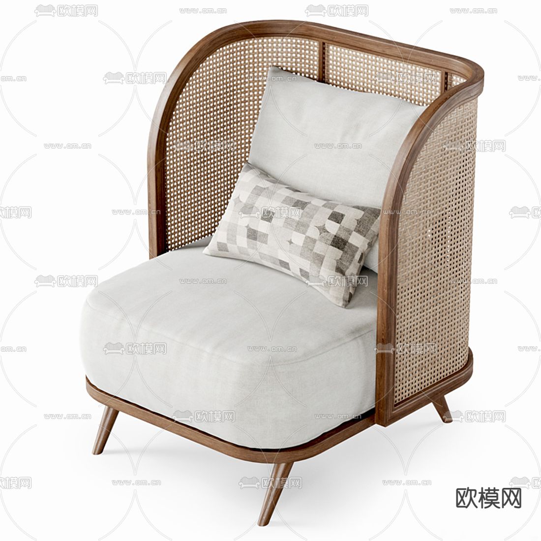 北欧编藤单人沙发3d模型下载（渲染图4）