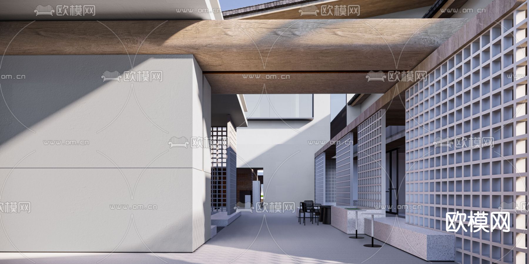 现代庭院su模型下载（渲染图2）