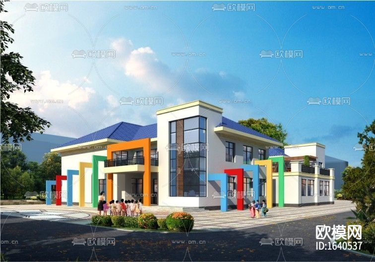 幼兒園cad建筑施工圖下載(渲染圖2)